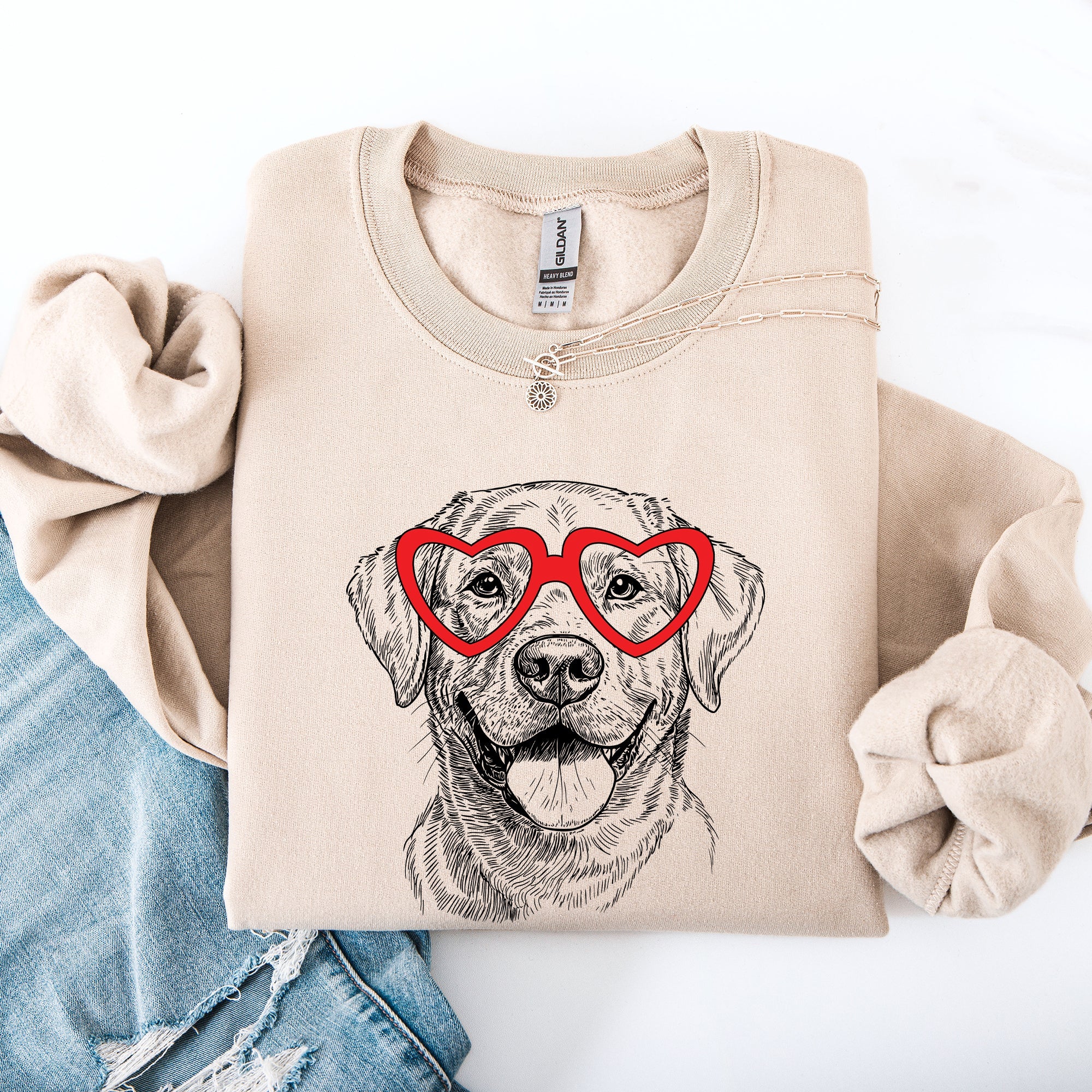 Valentine's Labrador Retriever Pet Lover Limited Edition Heartbeat Portrait Graphic Sweatshirt