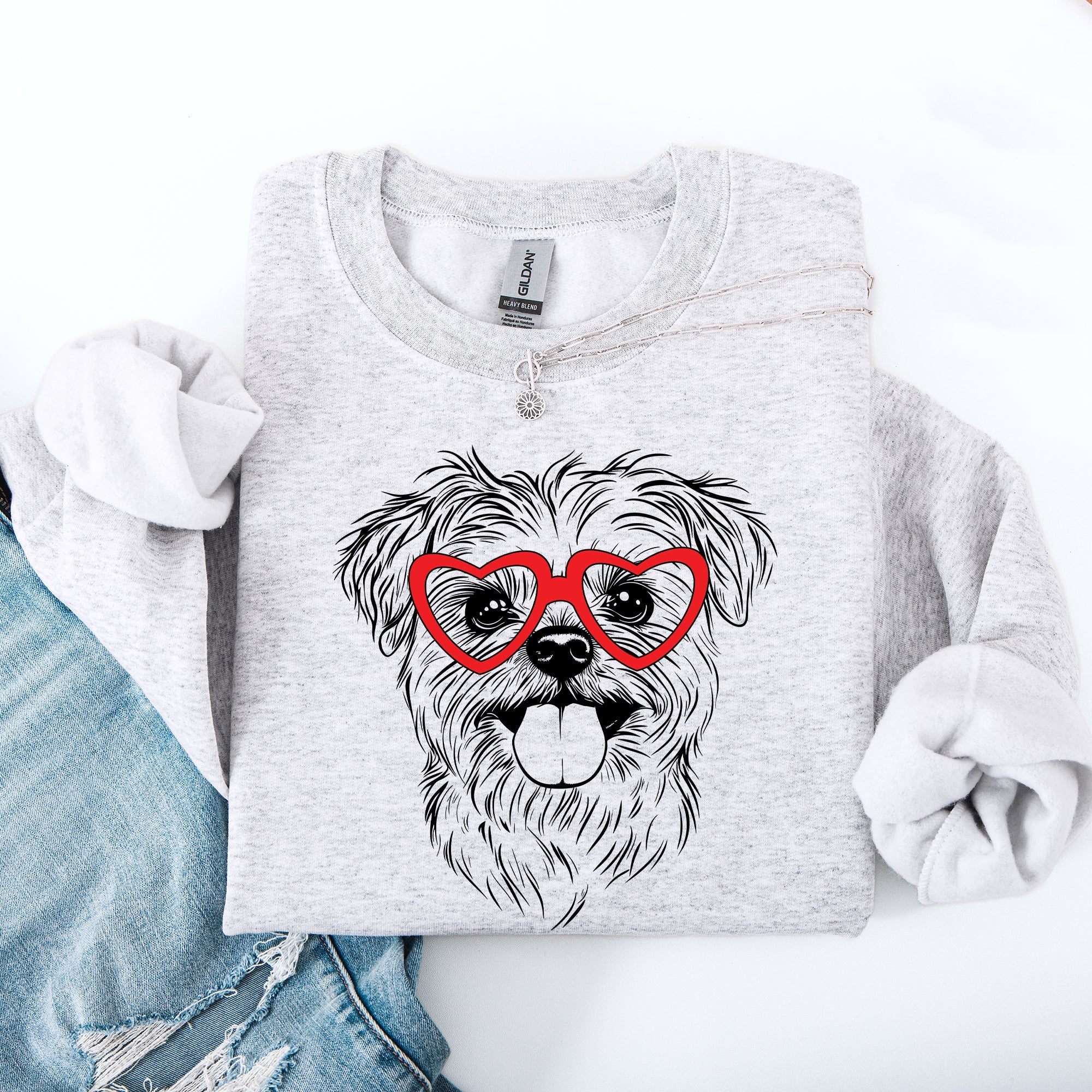 Valentine's Maltese Love Portrait For Dog Breed Enthusiasts And Pet Parents Sweatshirt