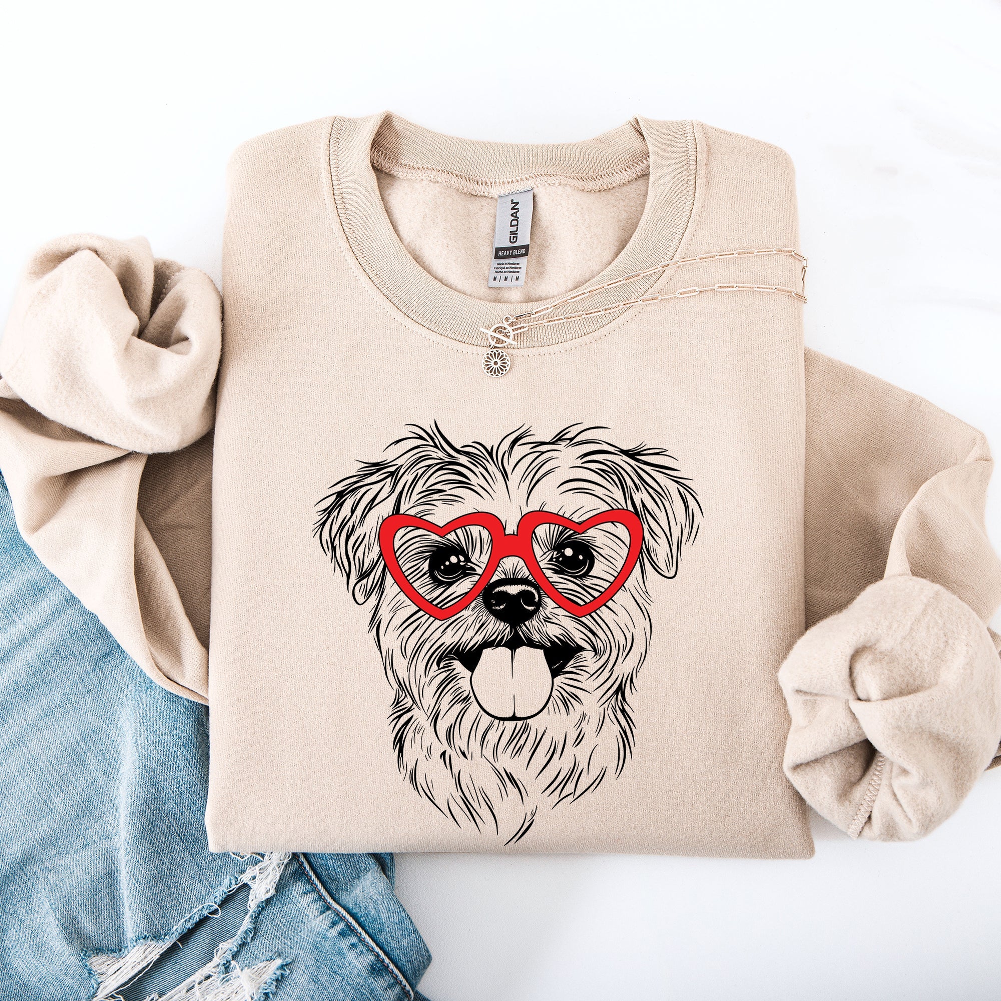 Valentine's Maltese Love Portrait For Dog Breed Enthusiasts And Pet Parents Sweatshirt