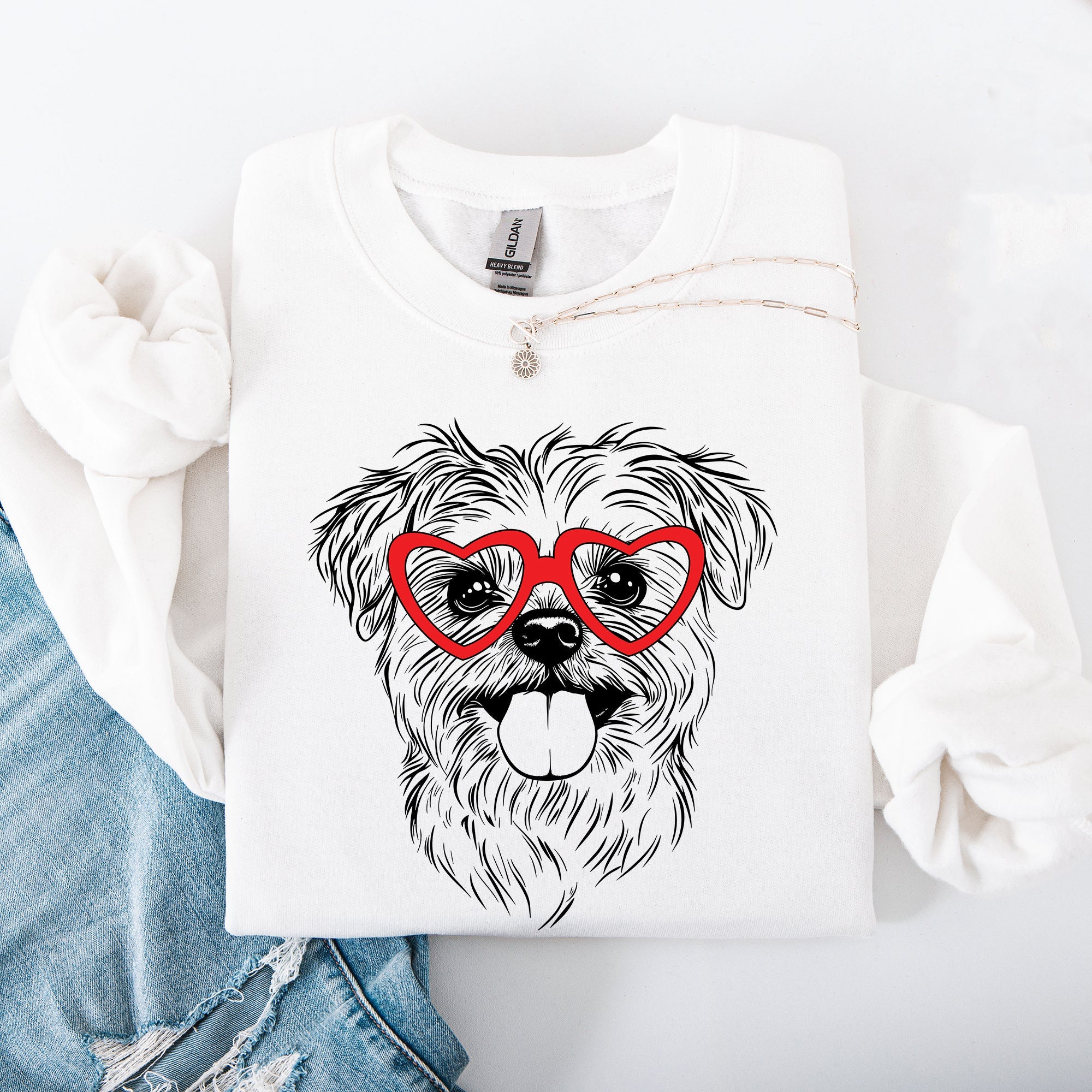 Valentine's Maltese Love Portrait For Dog Breed Enthusiasts And Pet Parents Sweatshirt
