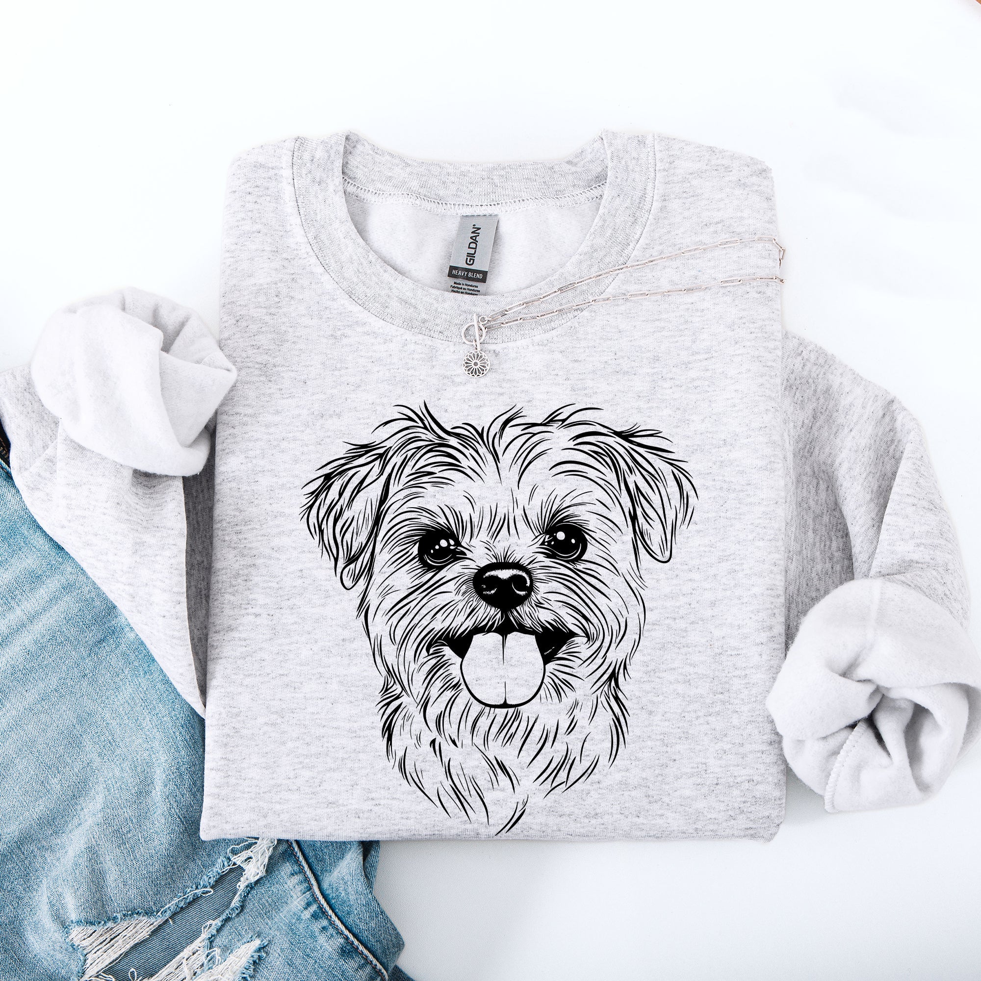 Maltese Dog Breed Portrait Illustration For Maltese Lovers Worldwide Fans Sweatshirt