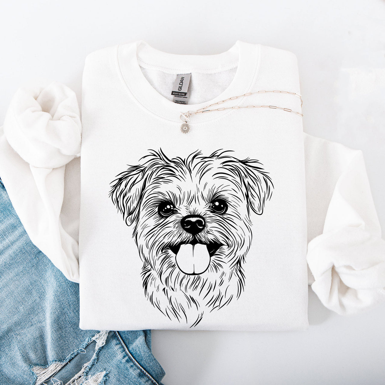 Maltese Dog Breed Portrait Illustration For Maltese Lovers Worldwide Fans Sweatshirt