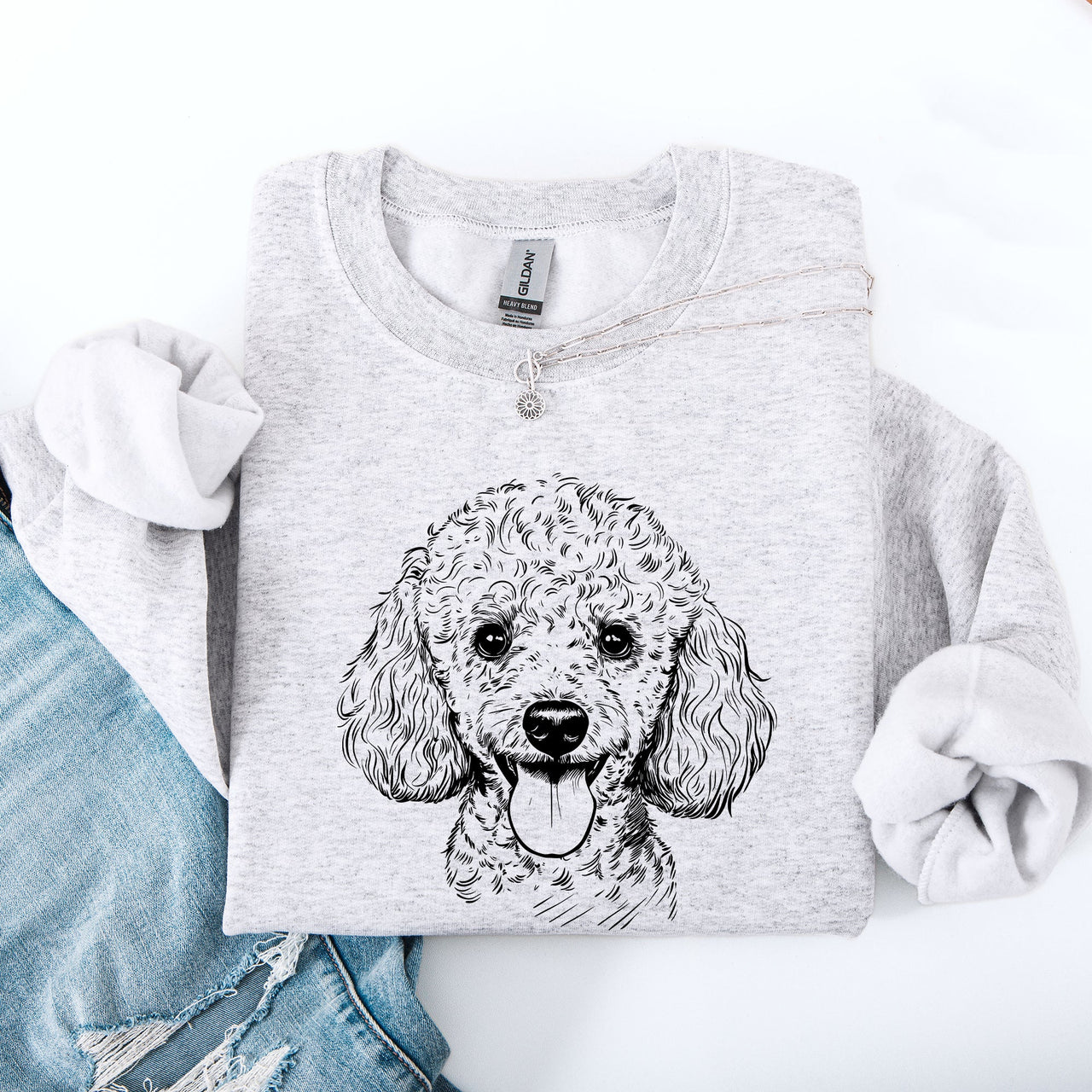 Poodle Pet Dog Breed Lover Portrait Illustration For Dogs Owners And Family Members Sweatshirt