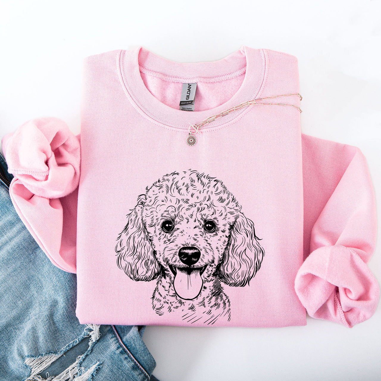 Poodle Pet Dog Breed Lover Portrait Illustration For Dogs Owners And Family Members Sweatshirt