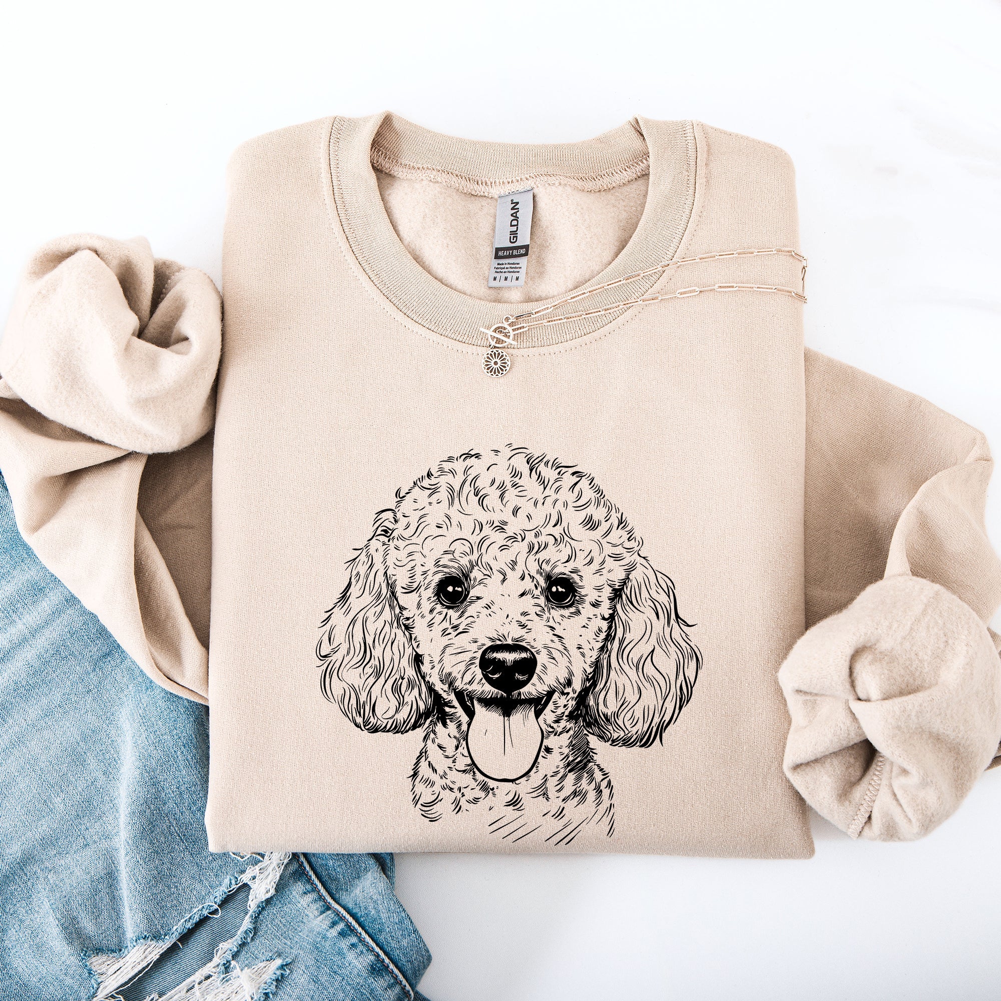 Poodle Pet Dog Breed Lover Portrait Illustration For Dogs Owners And Family Members Sweatshirt