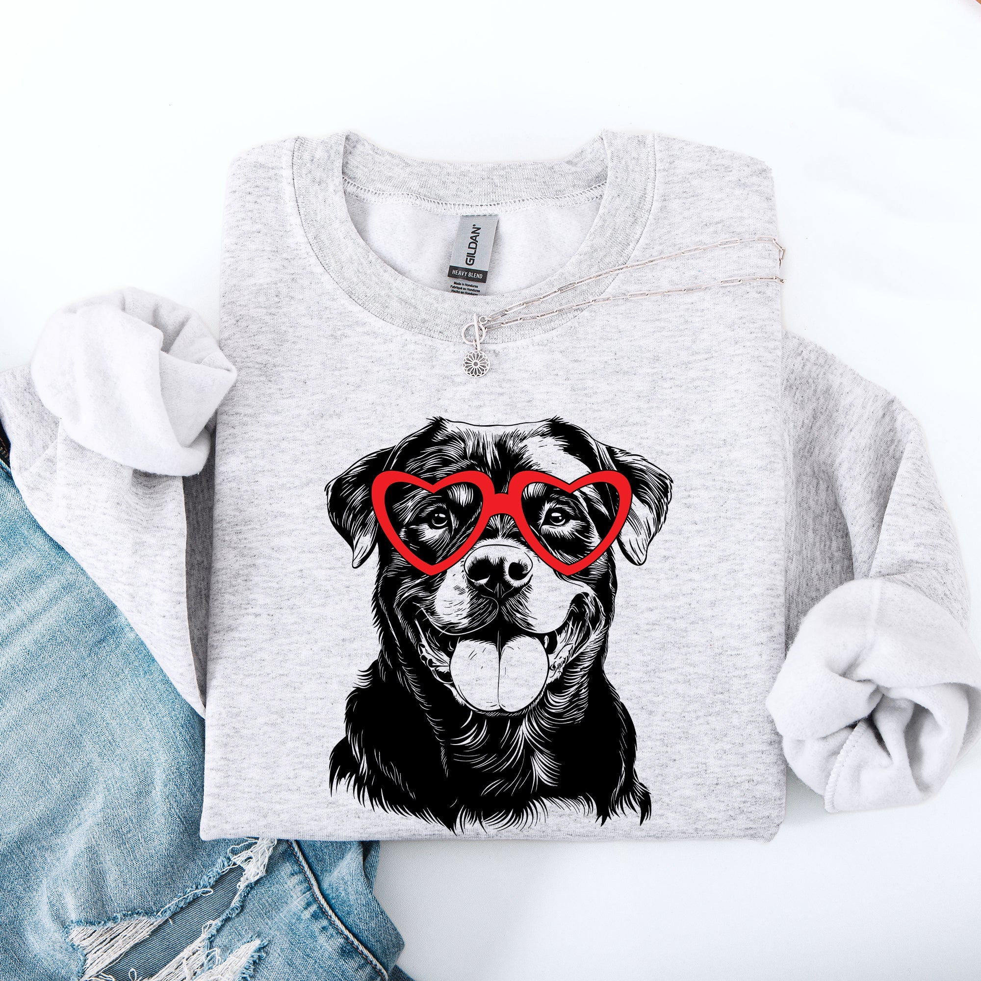 Rottweiler Valentine Heartbeat Paw Print Design for Pet Lovers Exclusive Edition Sweatshirt