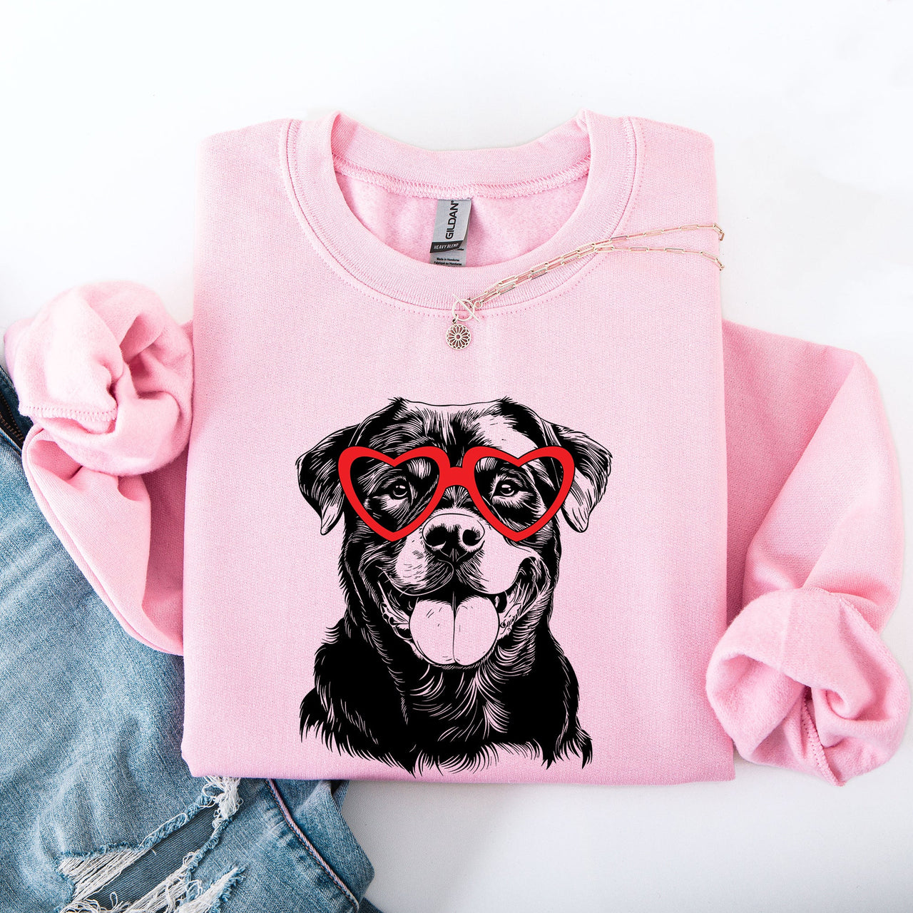 Rottweiler Valentine Heartbeat Paw Print Design for Pet Lovers Exclusive Edition Sweatshirt