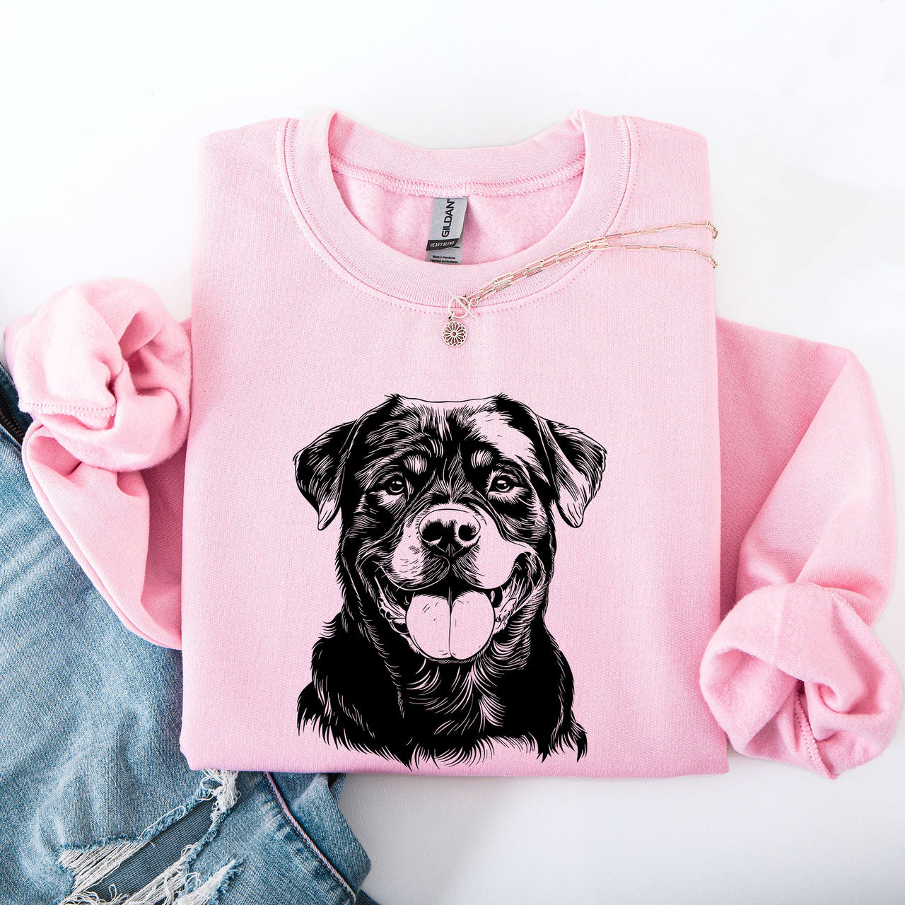 Rottweiler Portrait Of A Loyal Family Pet Dog Breed Illustration For Wearable Art And Pride Sweatshirt