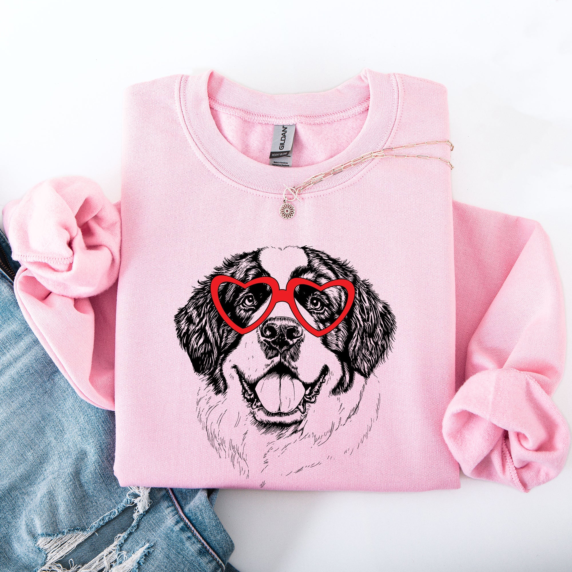 Saint Bernard Valentine Day Love Print For Pet Lovers And Dog Breed Enthusiasts Sweatshirt