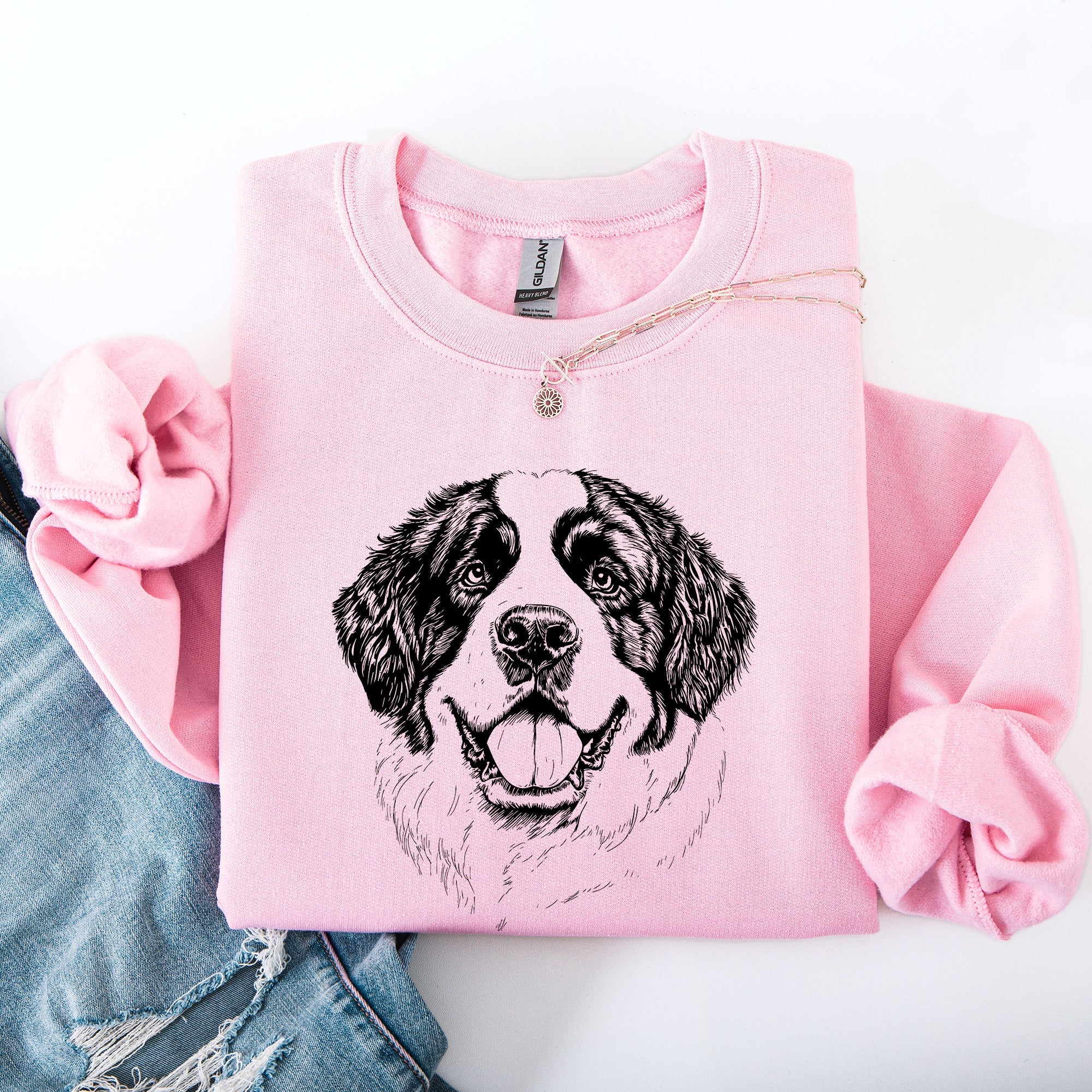 Saint Bernard Dog Breed Lover Portrait Graphic Art Illustration Vintage Heritage Sweatshirt