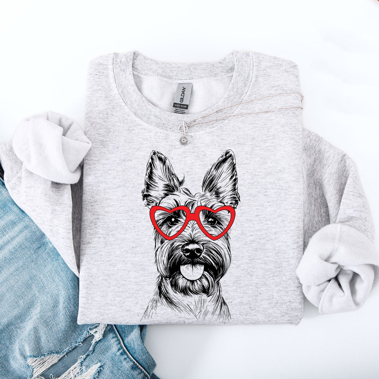 Scottish Terrier Valentine's Day Love Paws Illustration For Dog Lovers Sweatshirt
