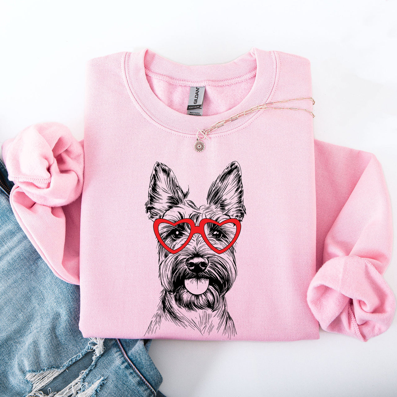 Scottish Terrier Valentine's Day Love Paws Illustration For Dog Lovers Sweatshirt