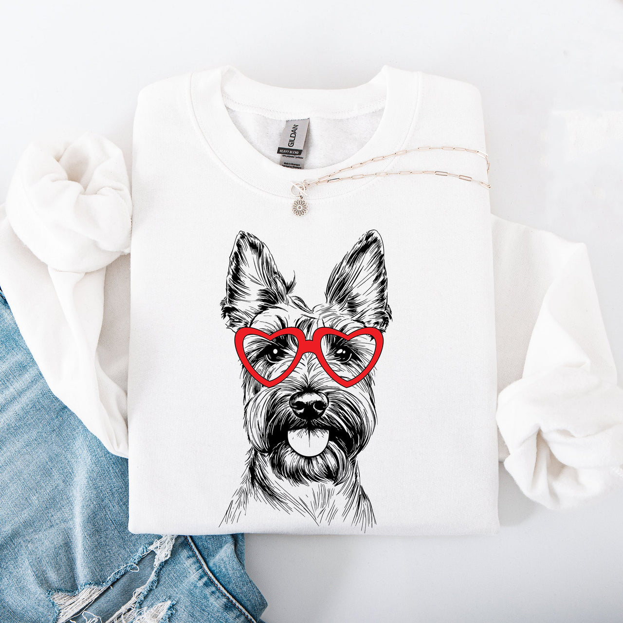 Scottish Terrier Valentine's Day Love Paws Illustration For Dog Lovers Sweatshirt
