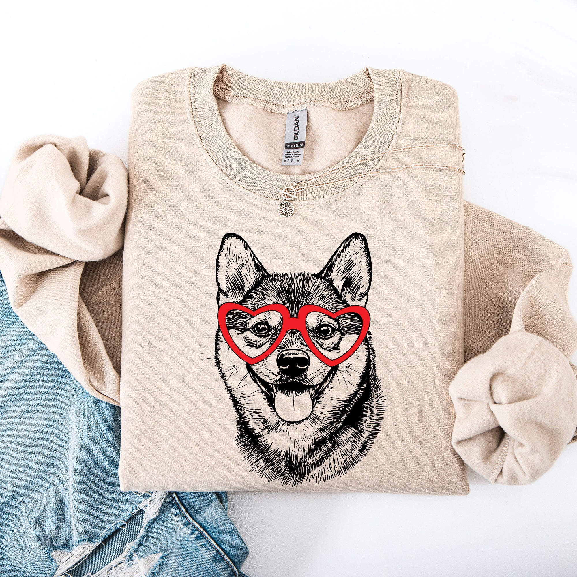 Shiba Inu Valentine Breed Lover Illustration Premium Cozy Edition Graphic Sweatshirt