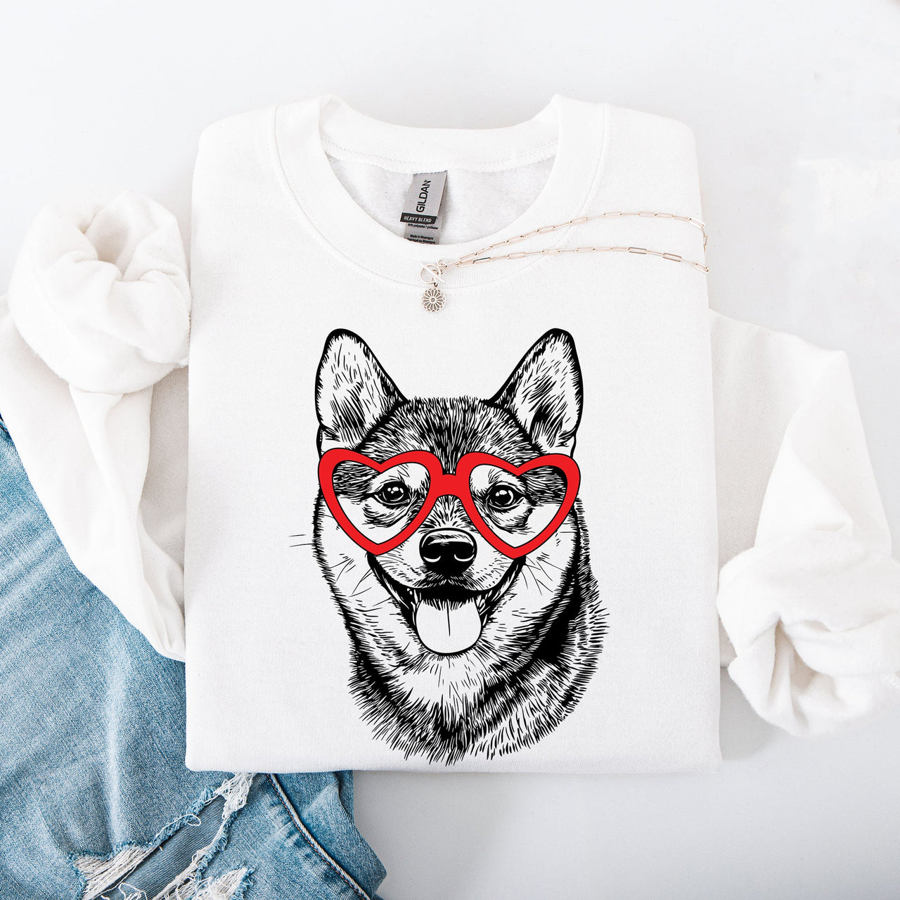 Shiba Inu Valentine Breed Lover Illustration Premium Cozy Edition Graphic Sweatshirt
