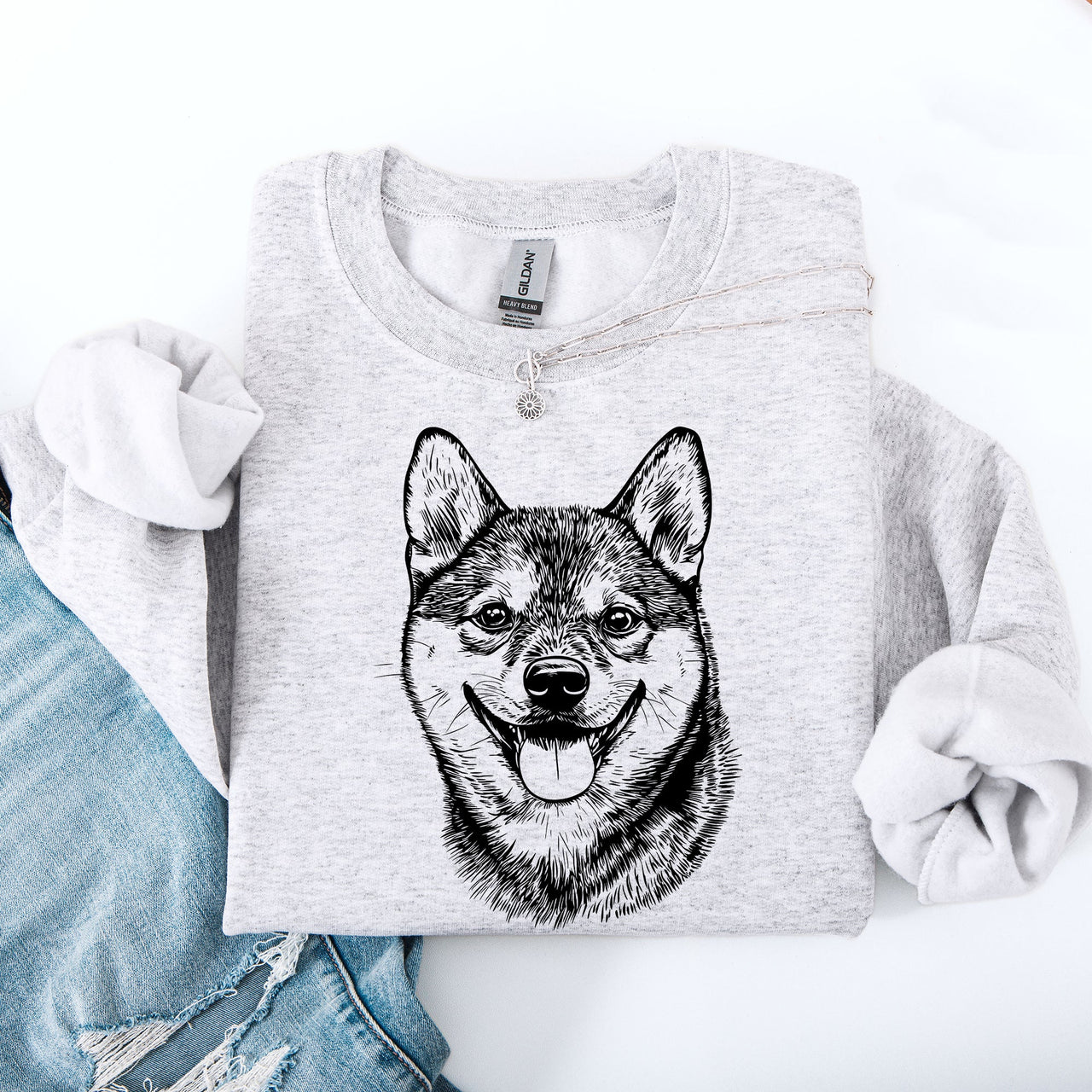 Shiba Inu Pet Lover Graphic Dog Breed Illustration For Dog Enthusiasts Sweatshirt