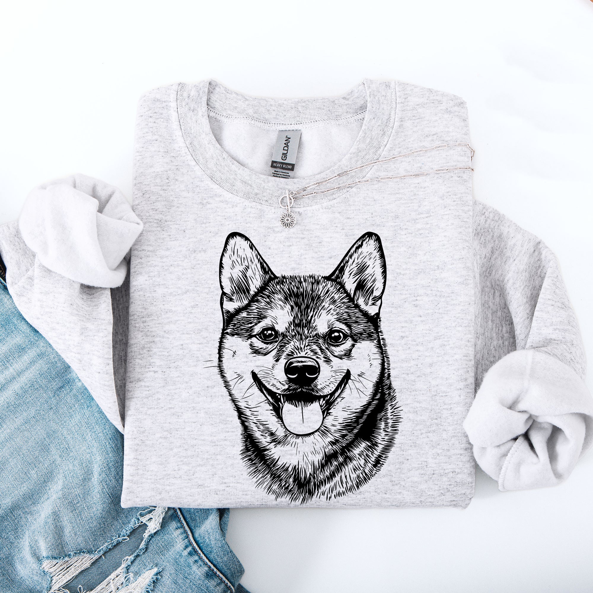 Shiba Inu Pet Lover Graphic Dog Breed Illustration For Dog Enthusiasts Sweatshirt