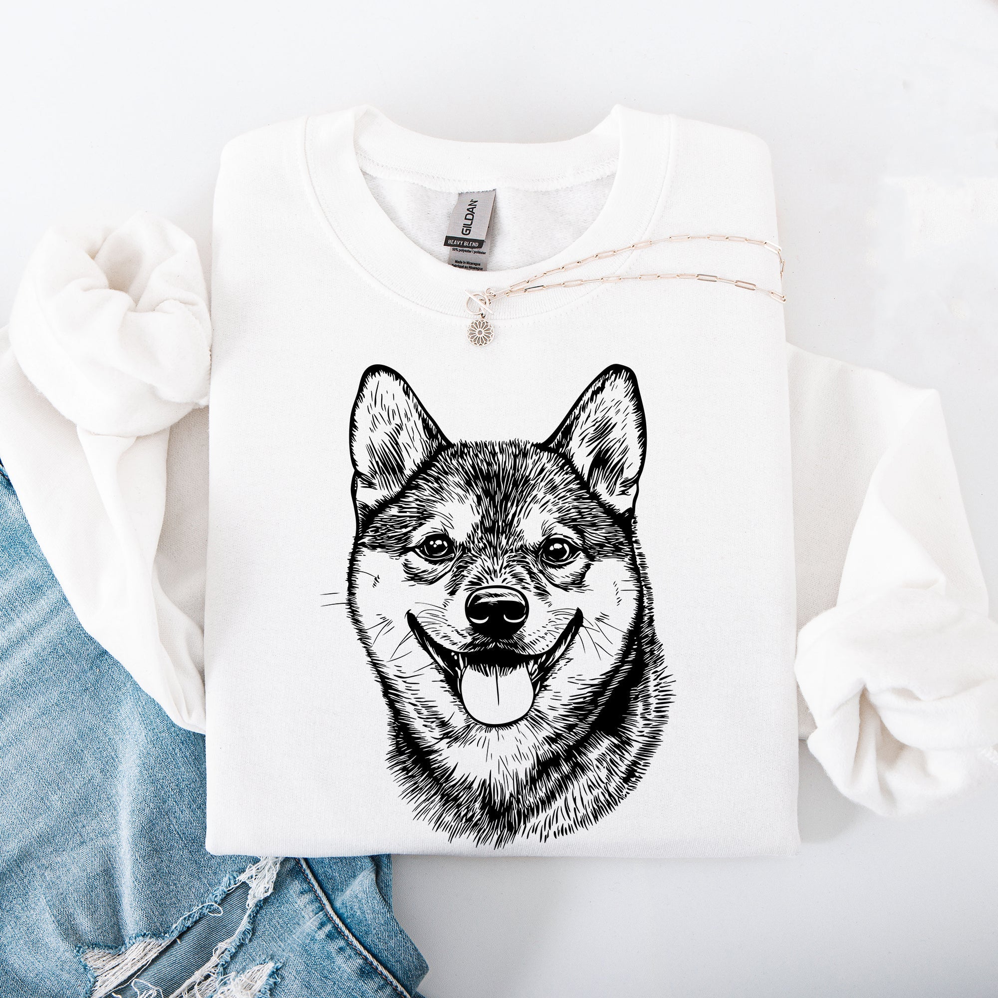 Shiba Inu Pet Lover Graphic Dog Breed Illustration For Dog Enthusiasts Sweatshirt