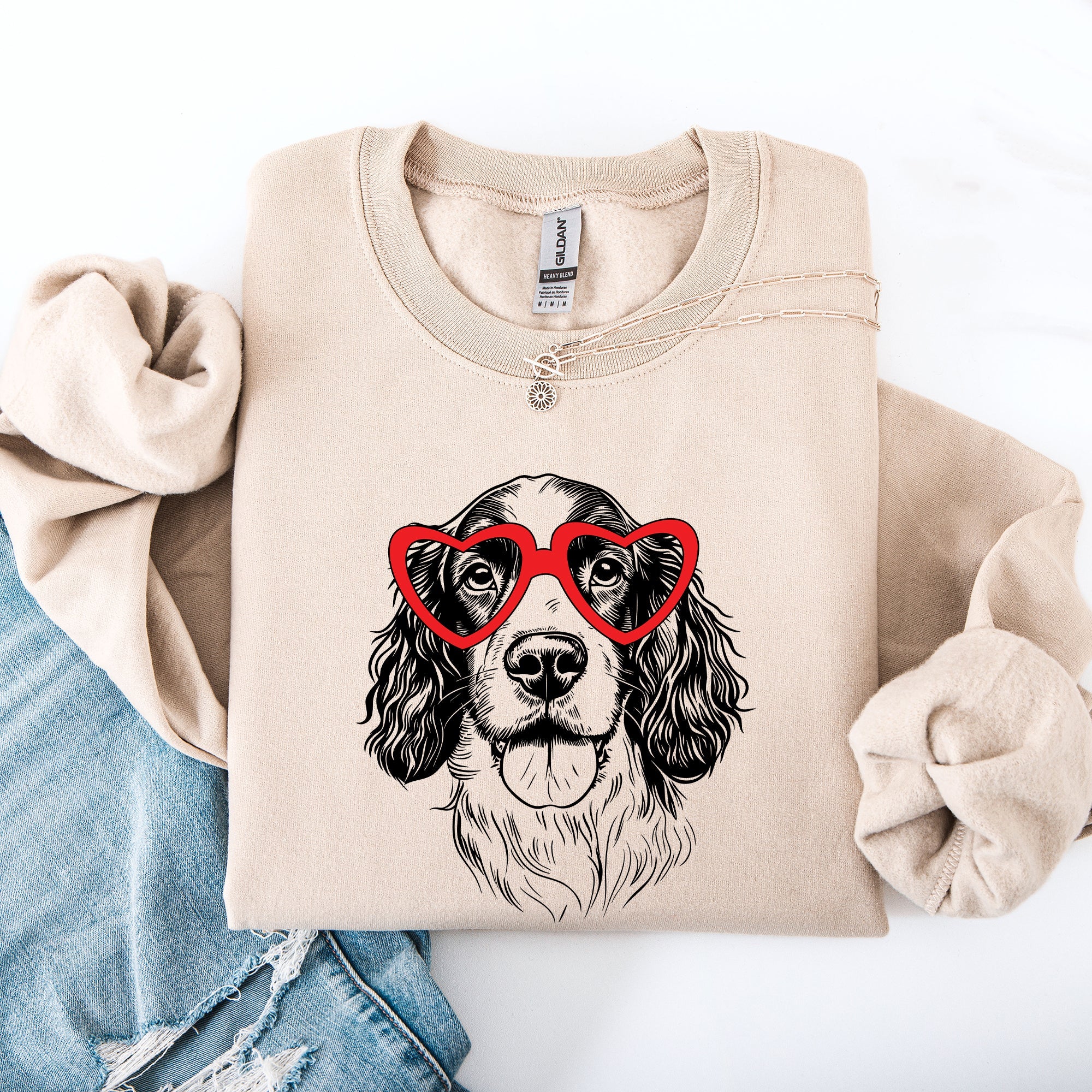 Springer Spaniel Valentine's Lovers Heart Dog Breed Premium Graphic Cozy Sweatshirt