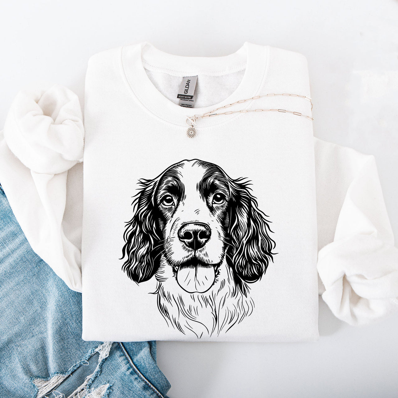 Springer Spaniel Lover Collection Pet Dog Breed Enthusiast Edition Cozy Cotton Blend Sweatshirt