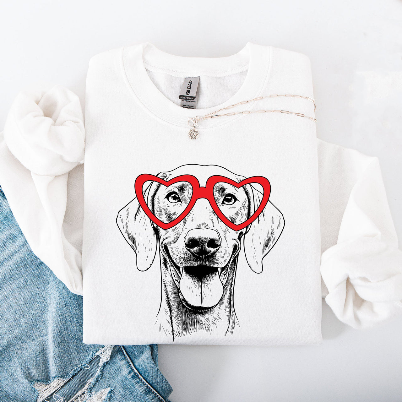 Weimaraner Valentine Graphic For Dog Breed Lovers And Pet Parents Celebrate Loyal Companions Sweatshirt
