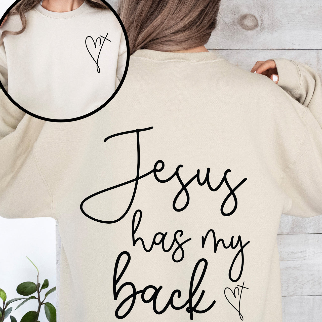 Jesus Has My Back Religious Christian Bible Faith Statement Sweatshirt For Believers