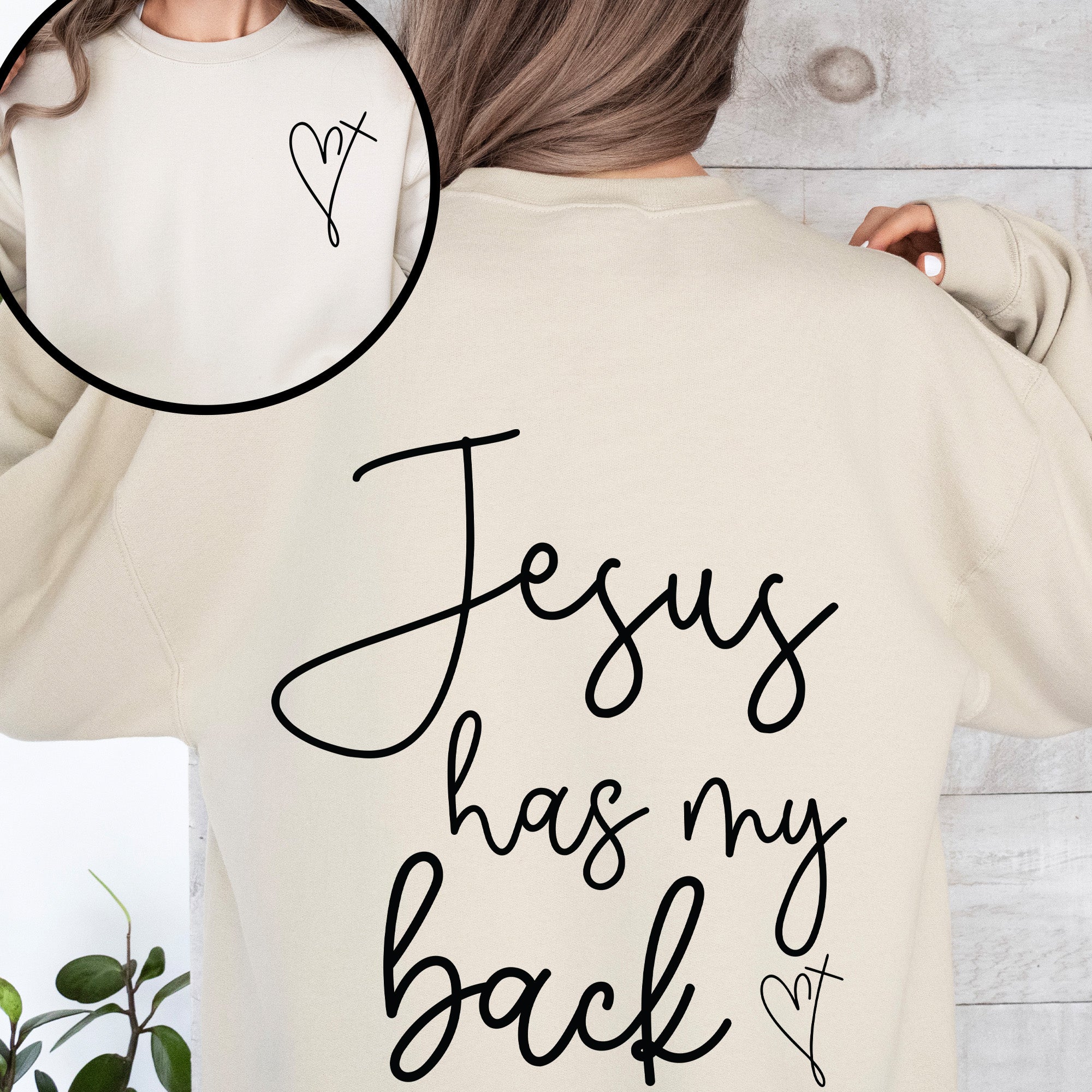 Jesus Has My Back Religious Christian Bible Faith Statement Sweatshirt For Believers