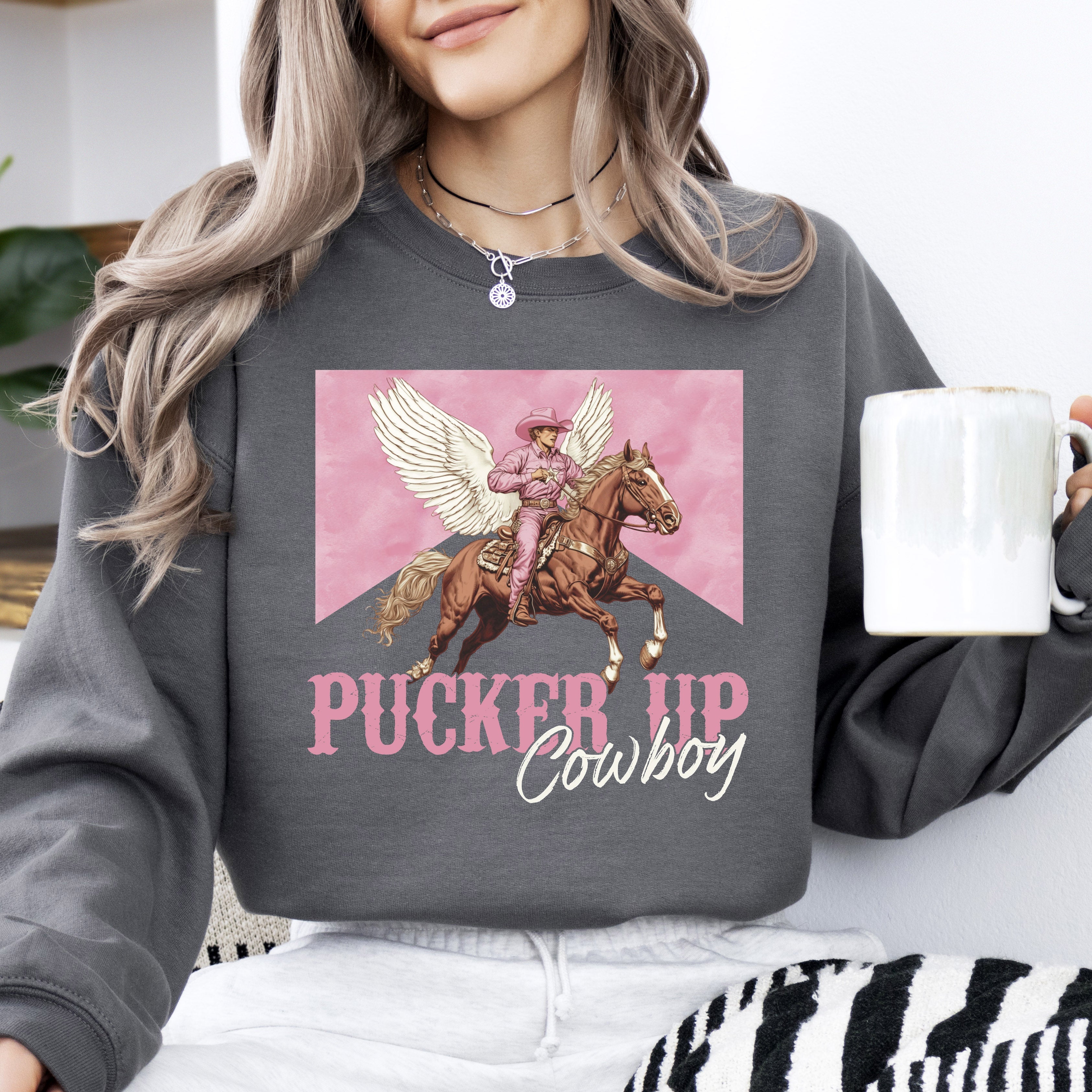 Pucker Up Cowboy Western Valentine's Day Love for Rodeo Lovers and Country Hearts Sweatshirt