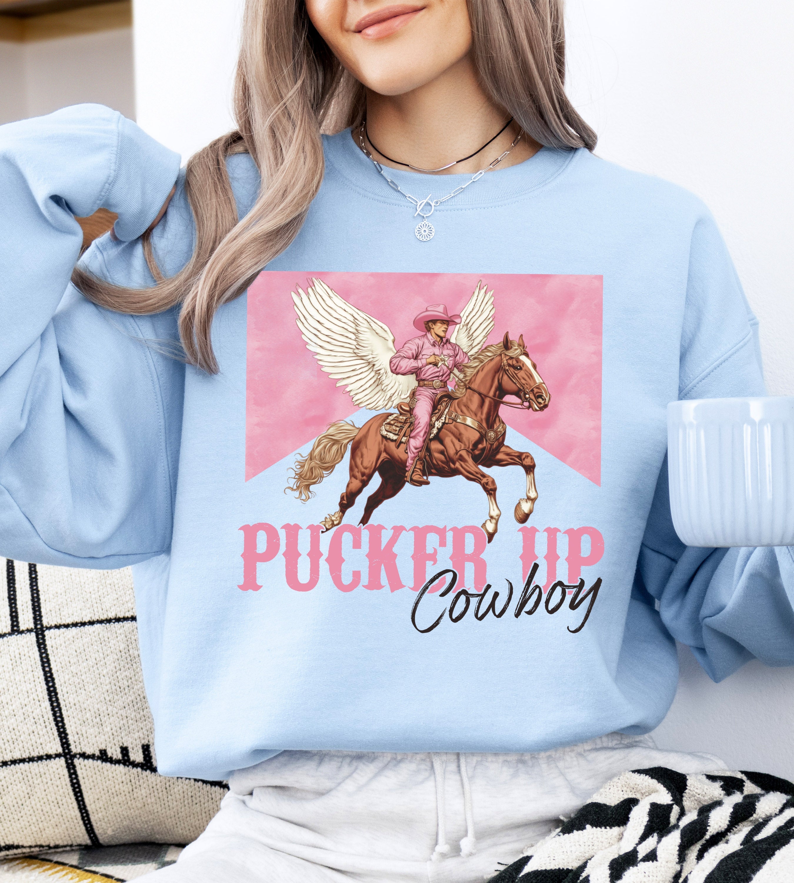 Pucker Up Cowboy Western Valentine's Day Love for Rodeo Lovers and Country Hearts Sweatshirt