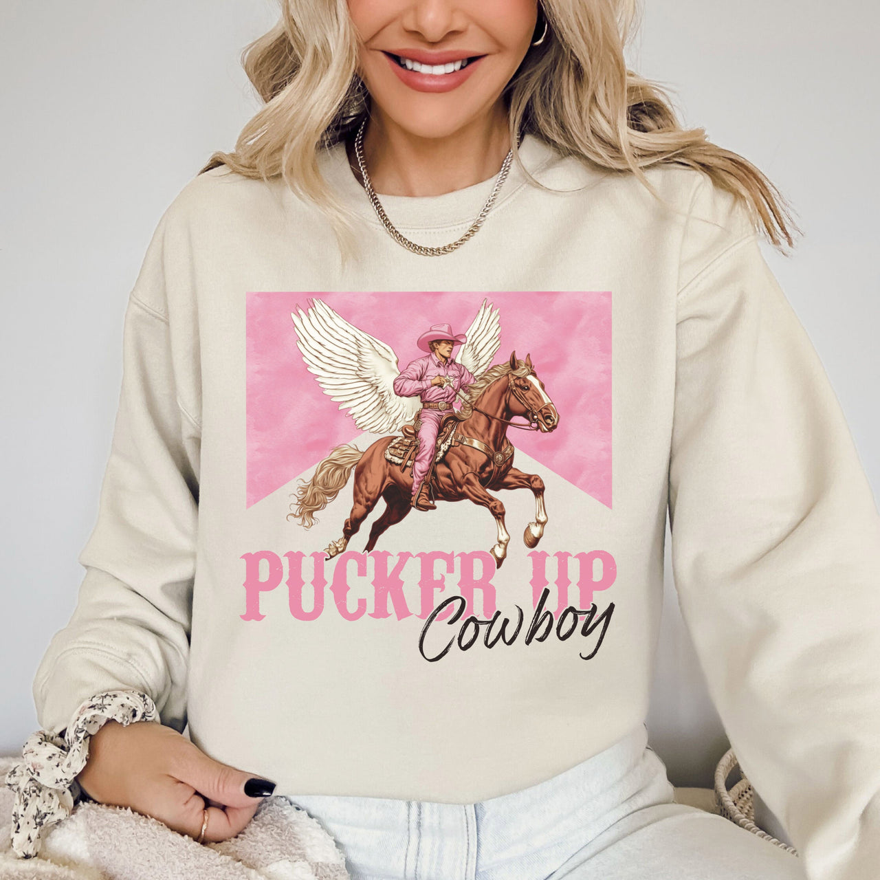 Pucker Up Cowboy Western Valentine's Day Love for Rodeo Lovers and Country Hearts Sweatshirt