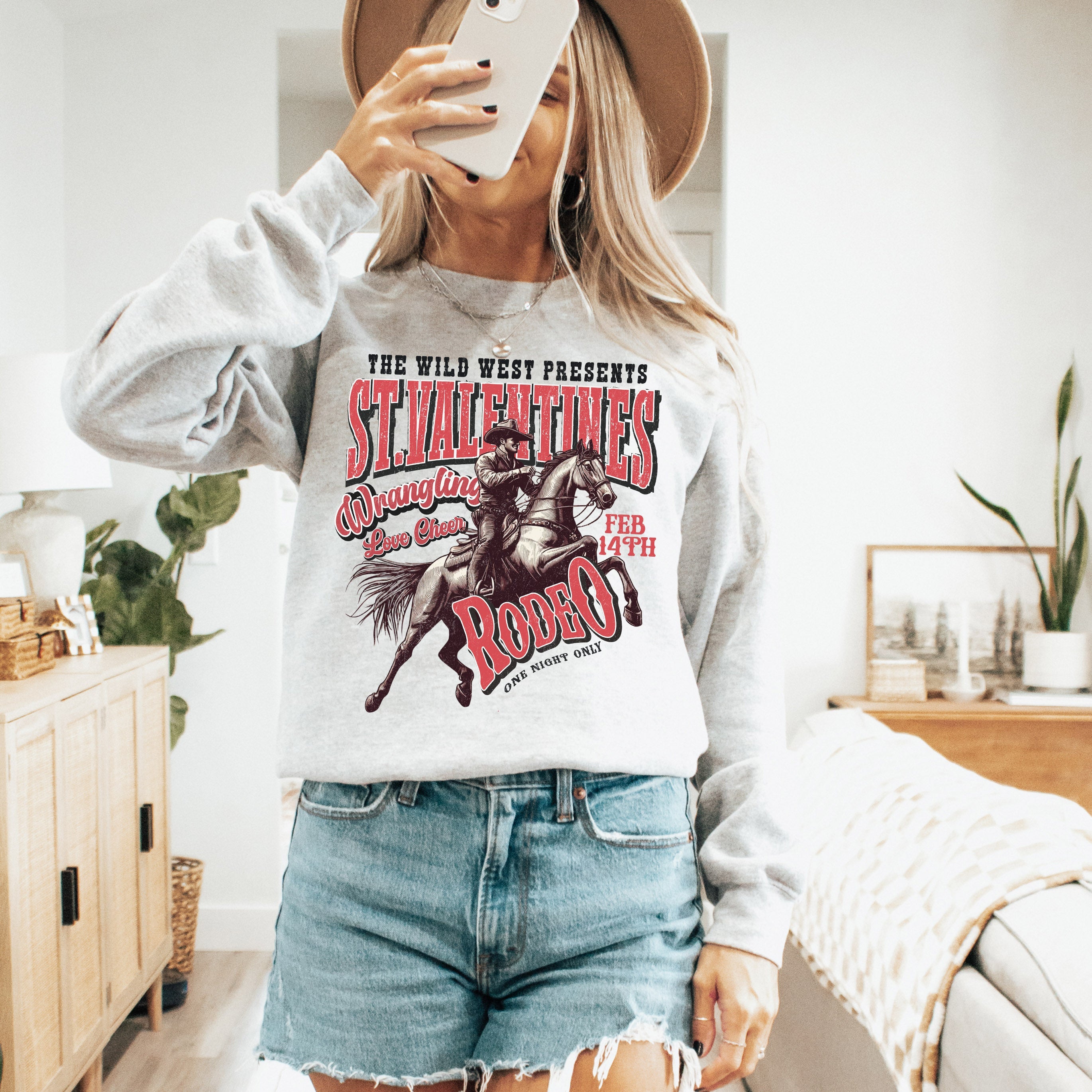 St. Valentine's Rodeo Cowboy Western Wild West Country Valentine's Day Love Collection Sweatshirt