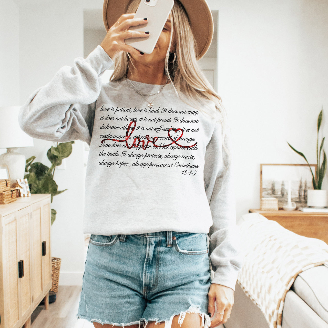 Love Is Patient Jesus Christian Faith Bible 1 Corinthians 13:4-7 Valentine's Day Sweatshirt