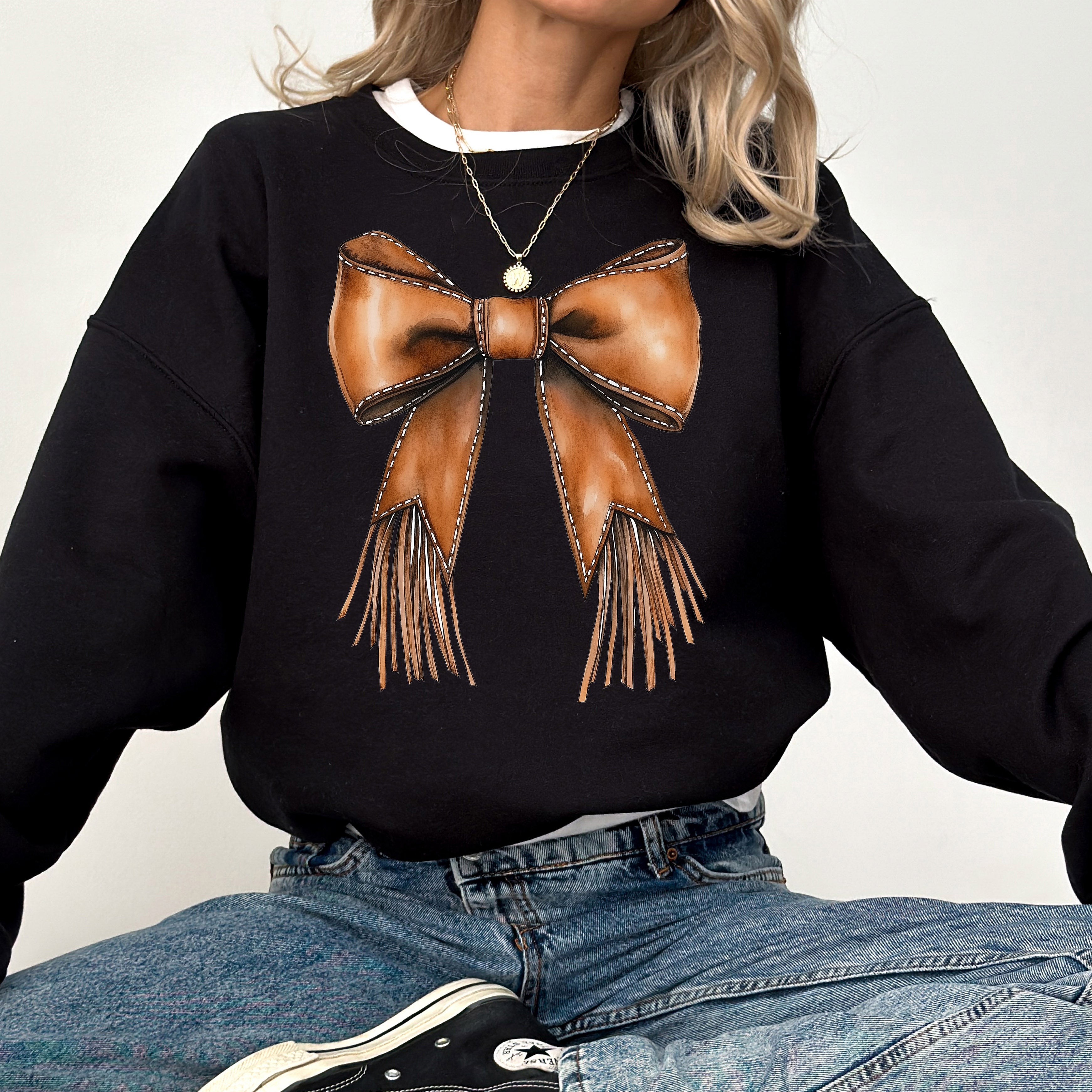 Western Bow Cowgirl Ribbon Coquette Valentine's Day Love Inspired Graphic Sweatshirt