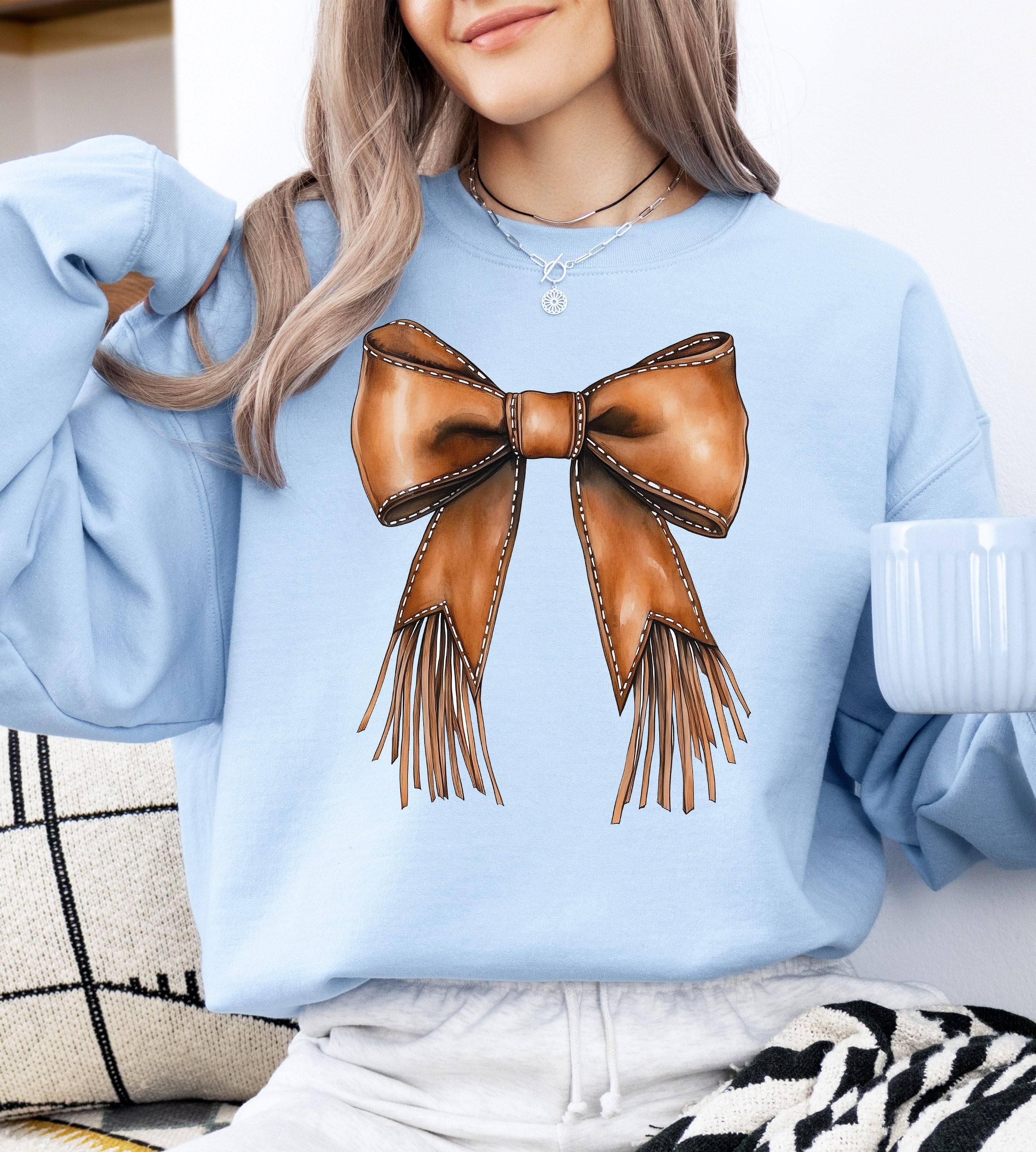 Western Bow Cowgirl Ribbon Coquette Valentine's Day Love Inspired Graphic Sweatshirt