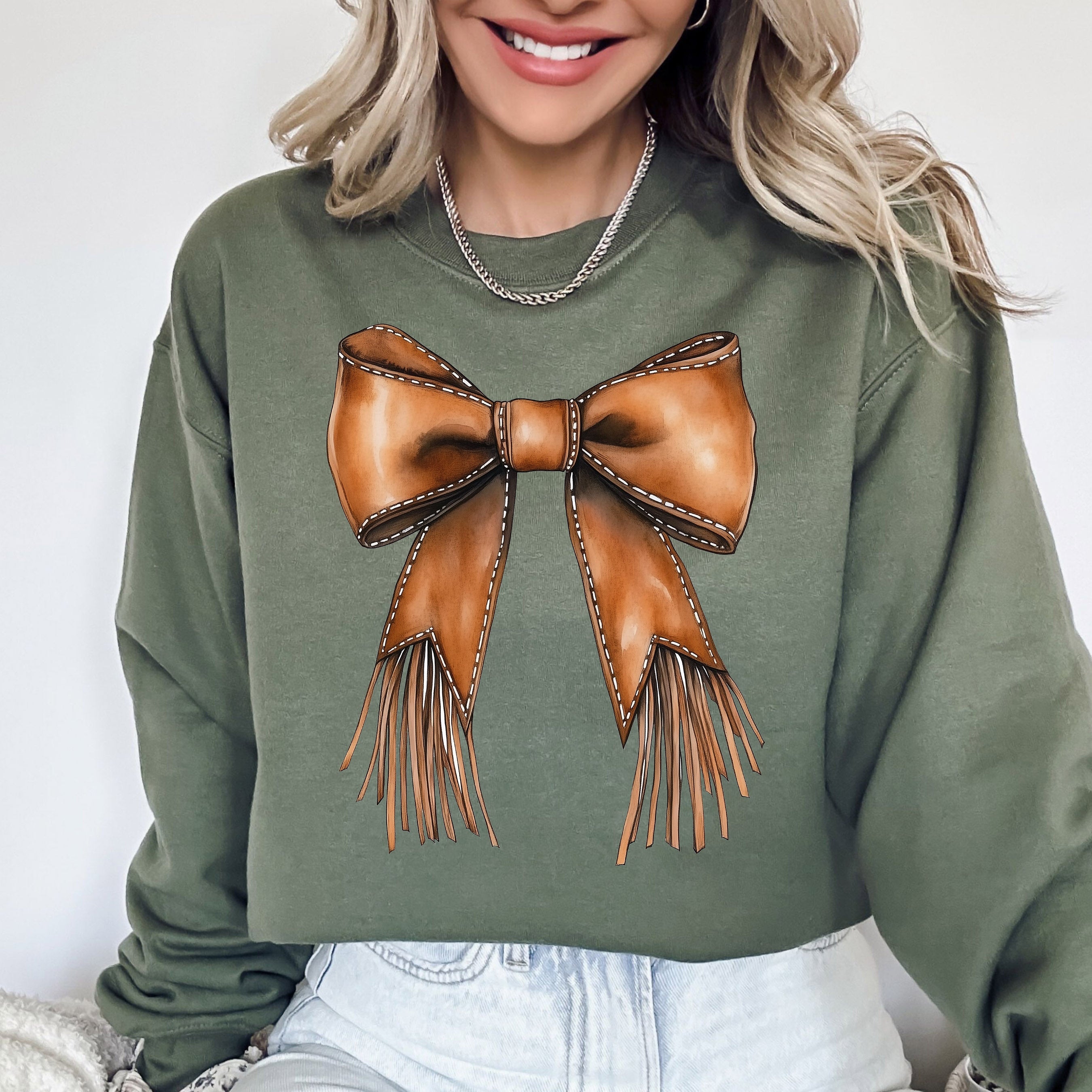 Western Bow Cowgirl Ribbon Coquette Valentine's Day Love Inspired Graphic Sweatshirt