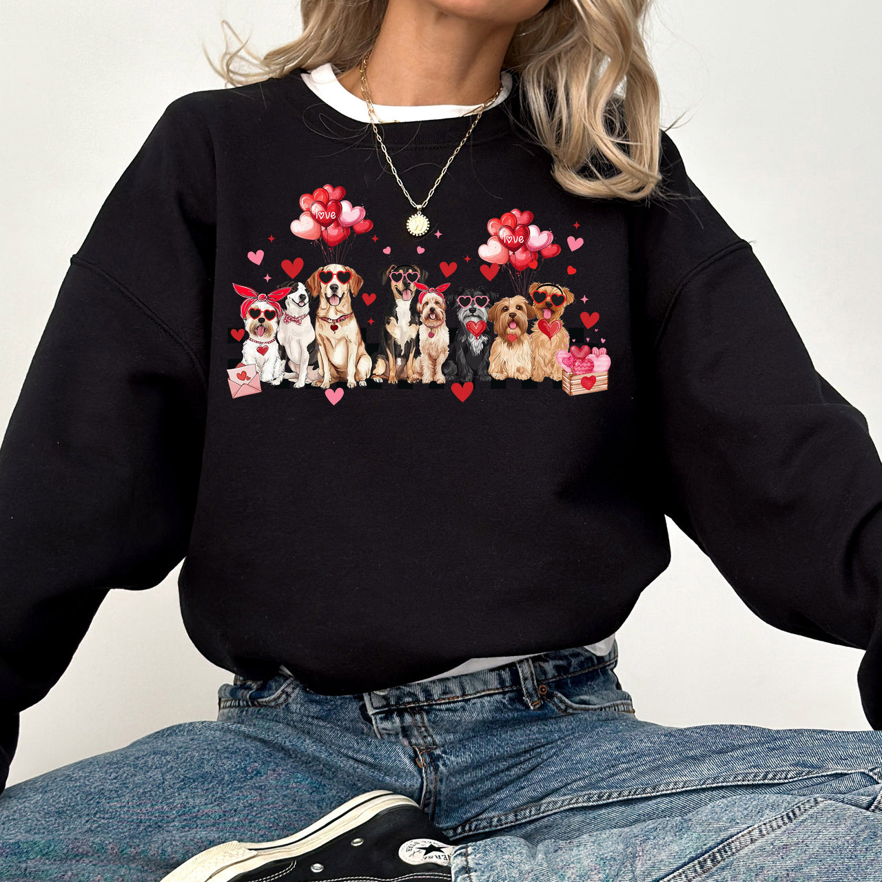 Valentine's Dogs Animal Lover Dog Breeds Valentine's Day Love For Dog Lovers Everywhere Sweatshirt
