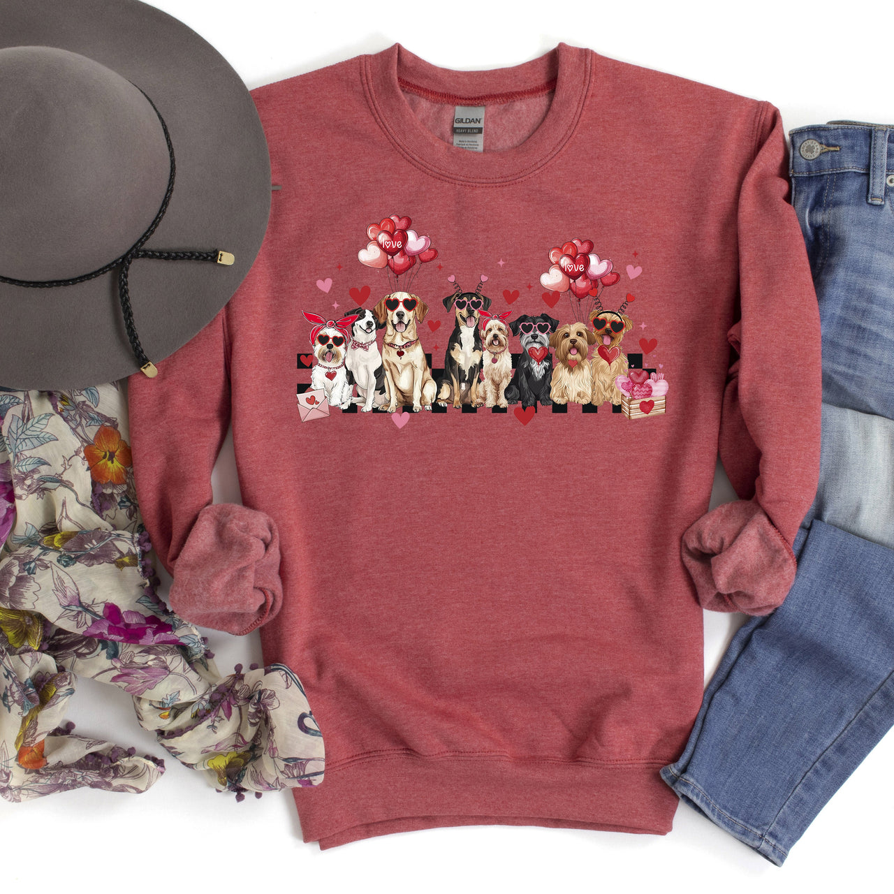 Valentine's Dogs Animal Lover Dog Breeds Valentine's Day Love For Dog Lovers Everywhere Sweatshirt
