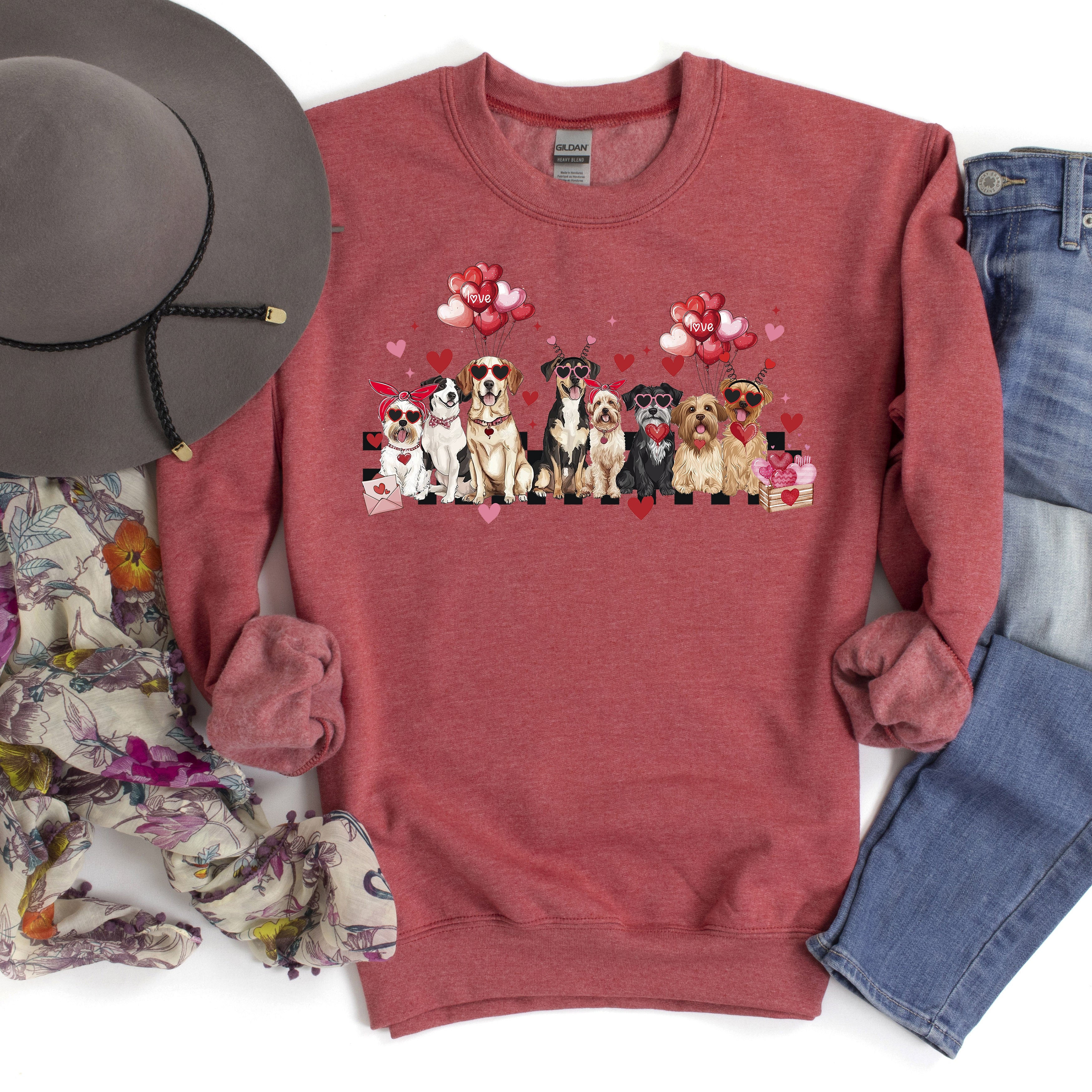 Valentine's Dogs Animal Lover Dog Breeds Valentine's Day Love For Dog Lovers Everywhere Sweatshirt