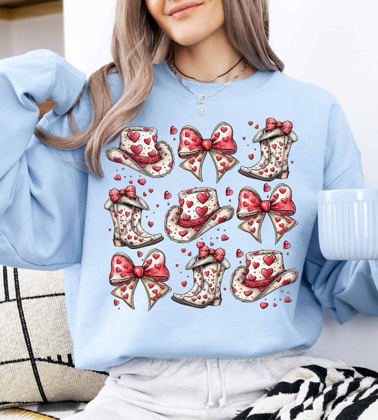 Western Hats Boots Country Cowgirl Valentine's Day Love Graphic Design Collection Edition Sweatshirt