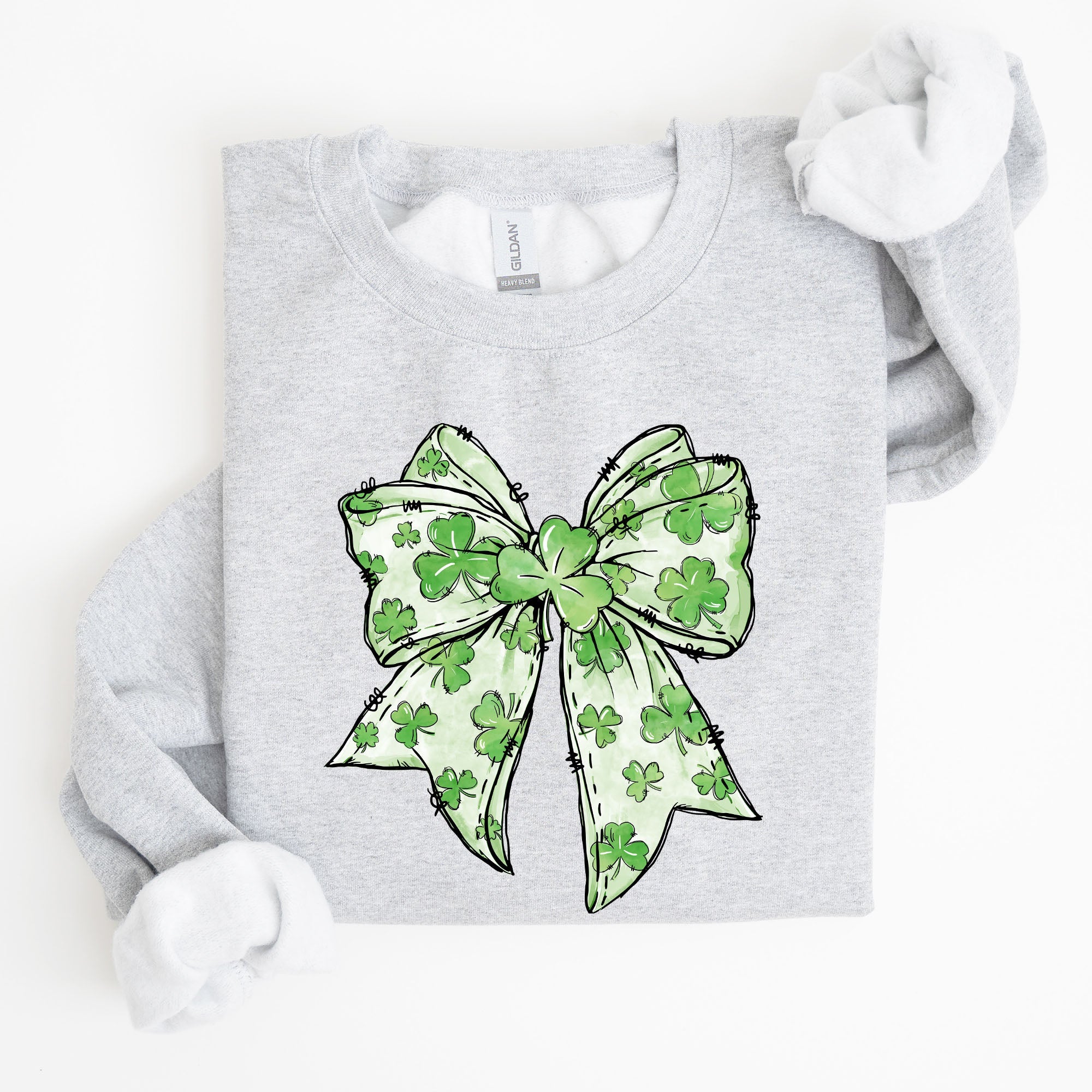 Coquette St Patrick's Day Bow Clover Lucky Irish Lucky Charm Graphic Sweatshirt