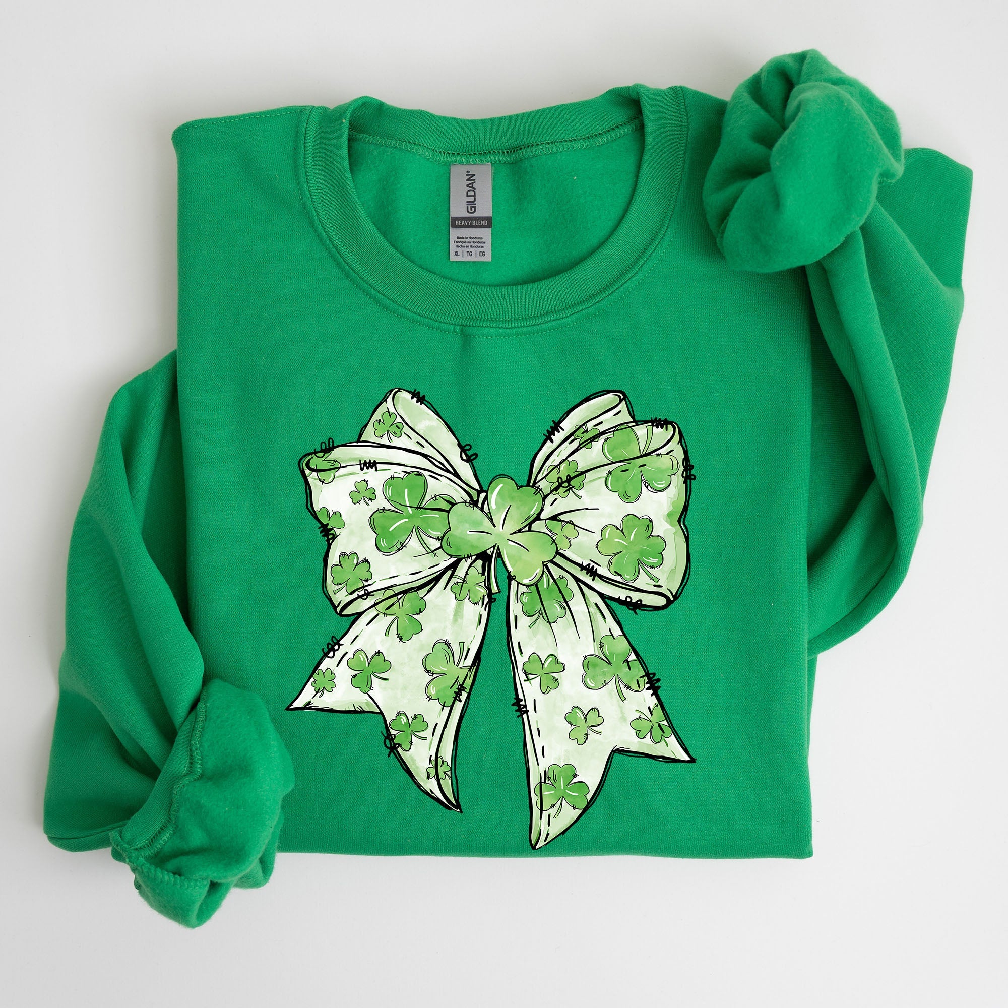 Coquette St Patrick's Day Bow Clover Lucky Irish Lucky Charm Graphic Sweatshirt