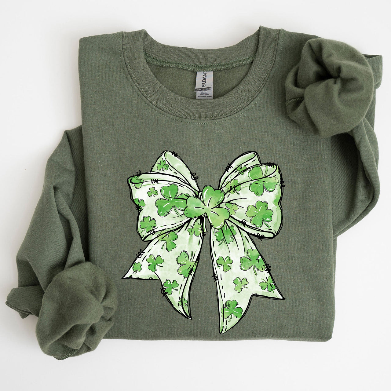 Coquette St Patrick's Day Bow Clover Lucky Irish Lucky Charm Graphic Sweatshirt