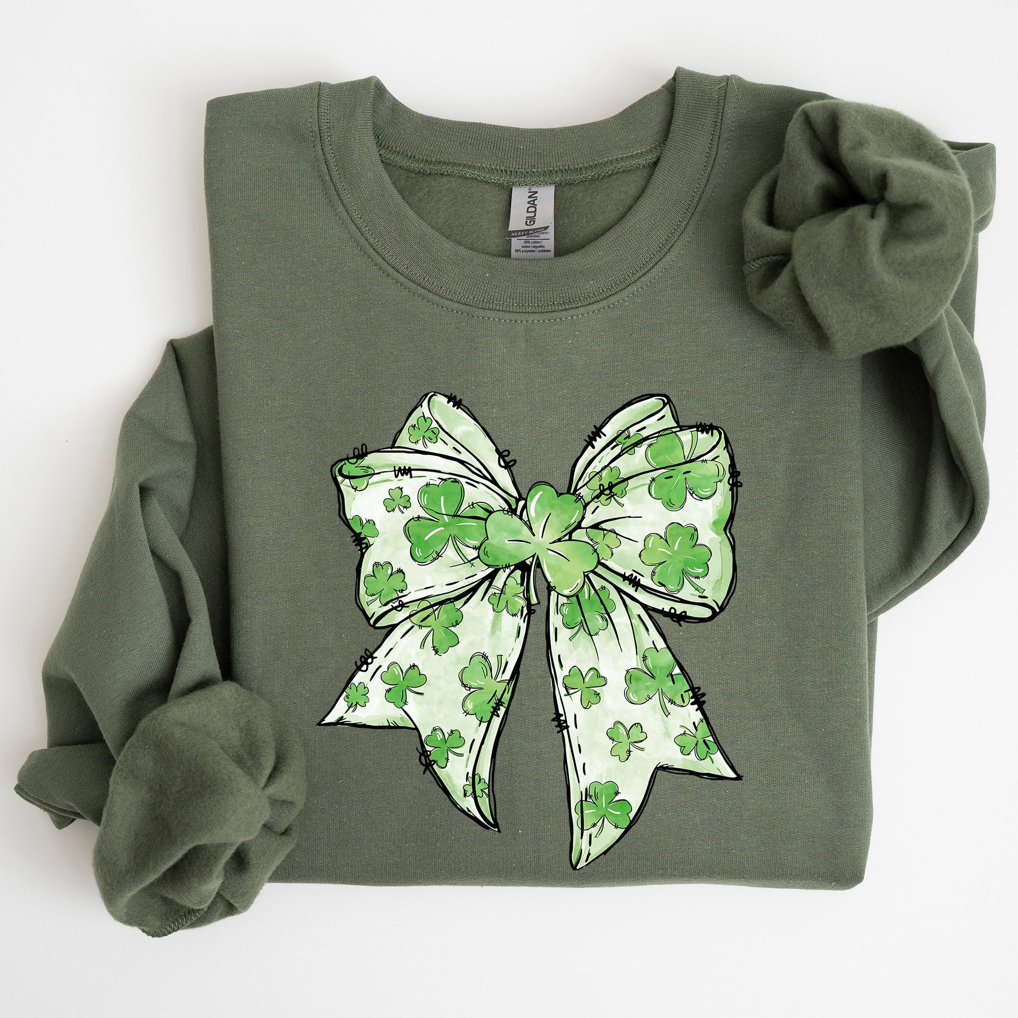 Coquette St Patrick's Day Bow Clover Lucky Irish Lucky Charm Graphic Sweatshirt