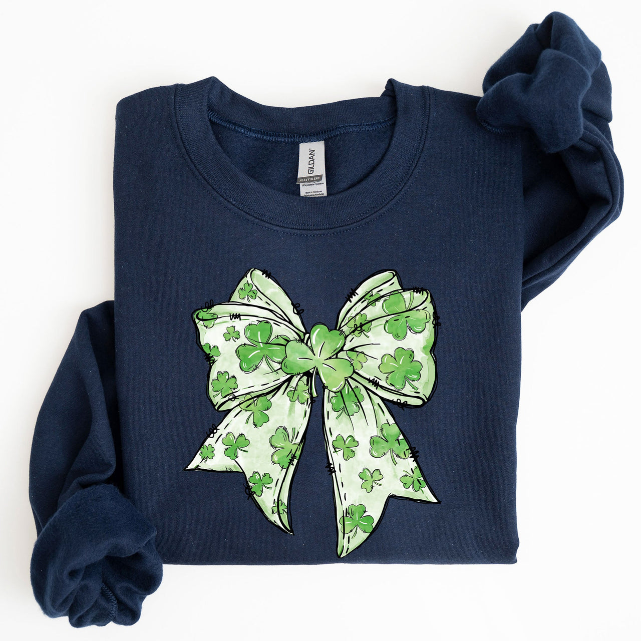 Coquette St Patrick's Day Bow Clover Lucky Irish Lucky Charm Graphic Sweatshirt
