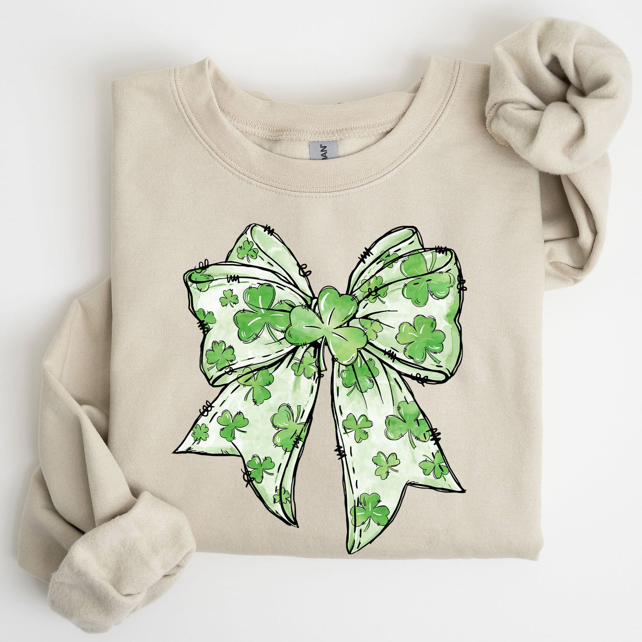 Coquette St Patrick's Day Bow Clover Lucky Irish Lucky Charm Graphic Sweatshirt