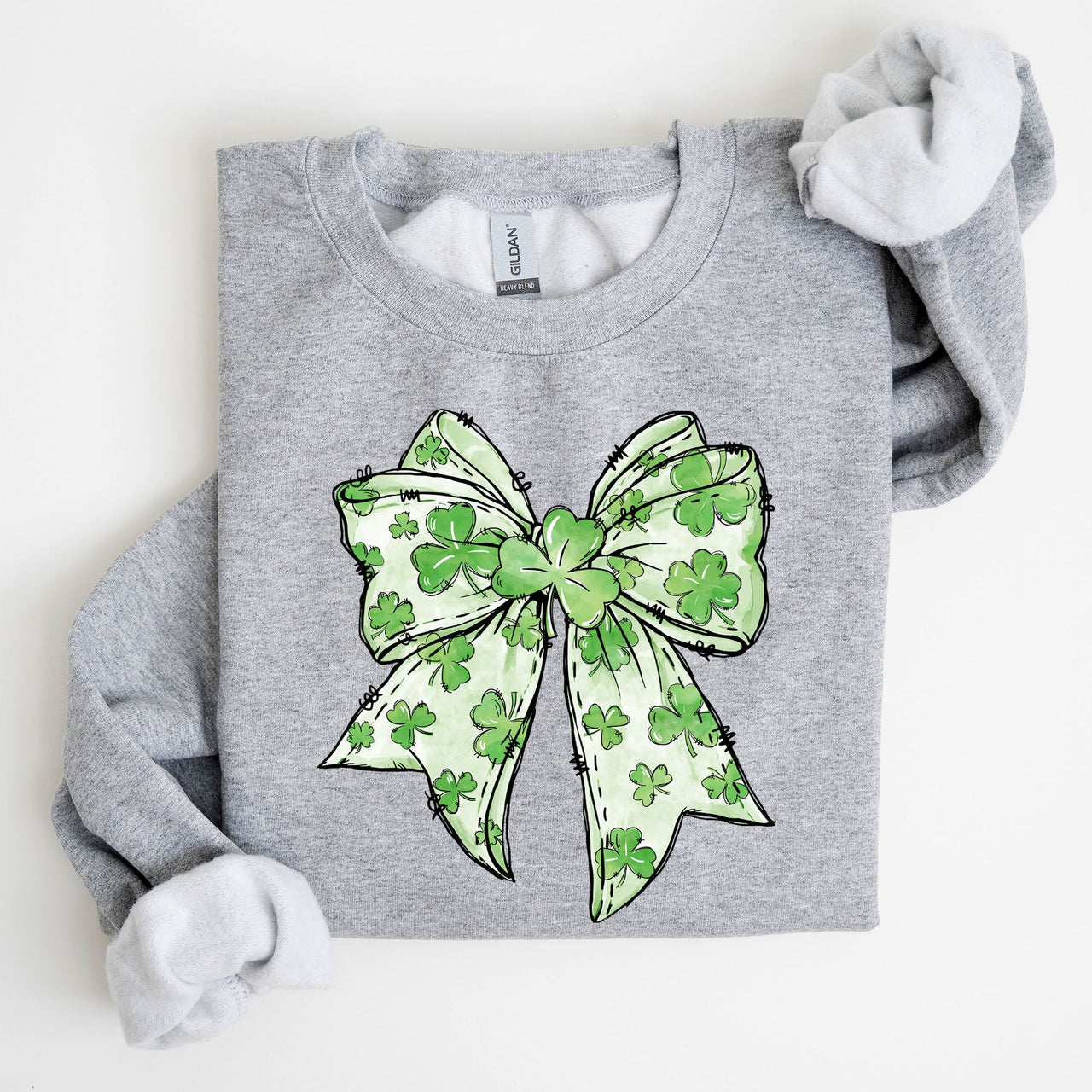 Coquette St Patrick's Day Bow Clover Lucky Irish Lucky Charm Graphic Sweatshirt