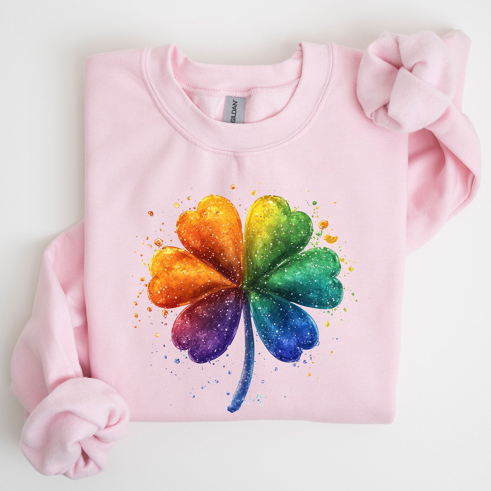 Watercolor Shamrock St Patrick's Day Clover Lucky Irish Lucky Charm Art Sweatshirt