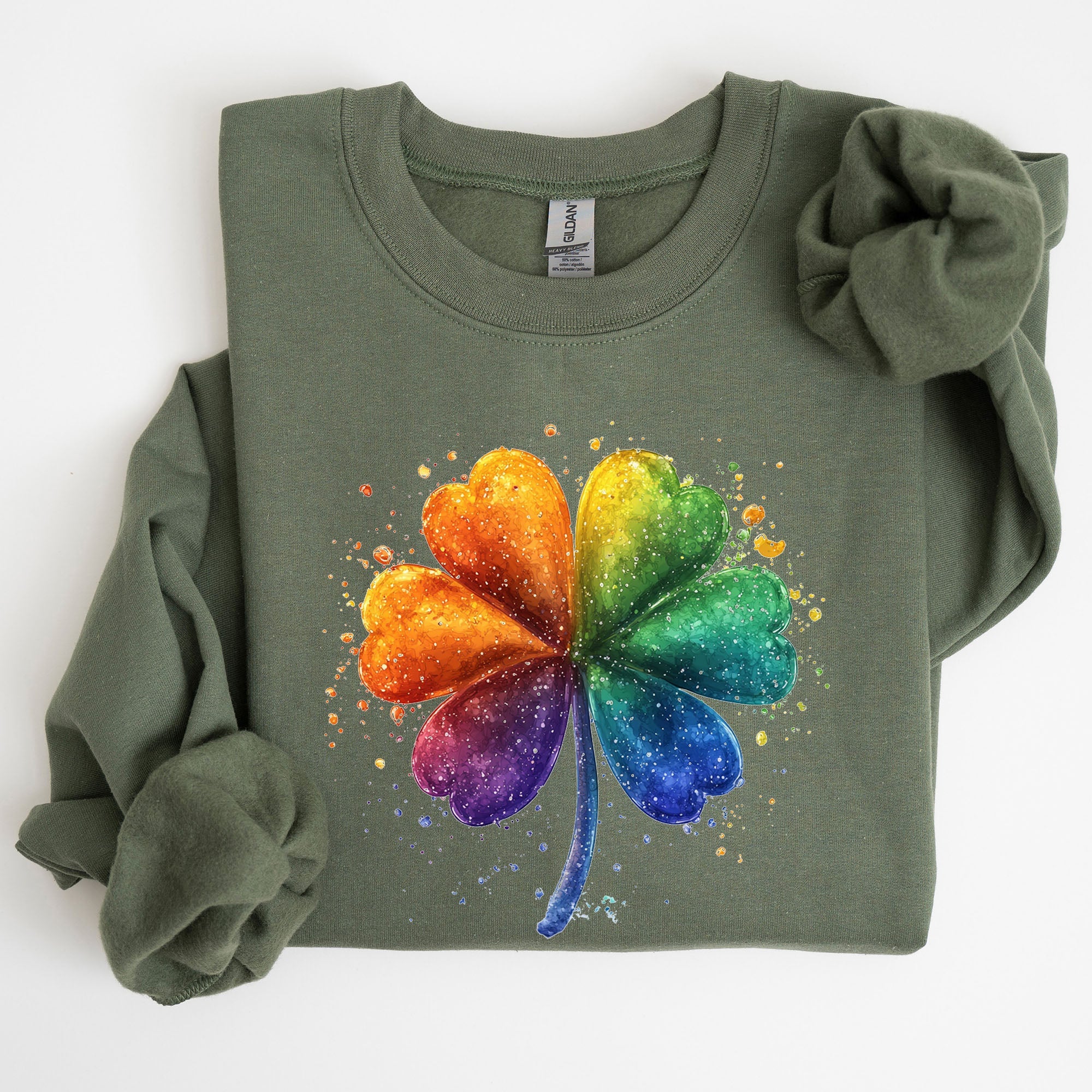 Watercolor Shamrock St Patrick's Day Clover Lucky Irish Lucky Charm Art Sweatshirt