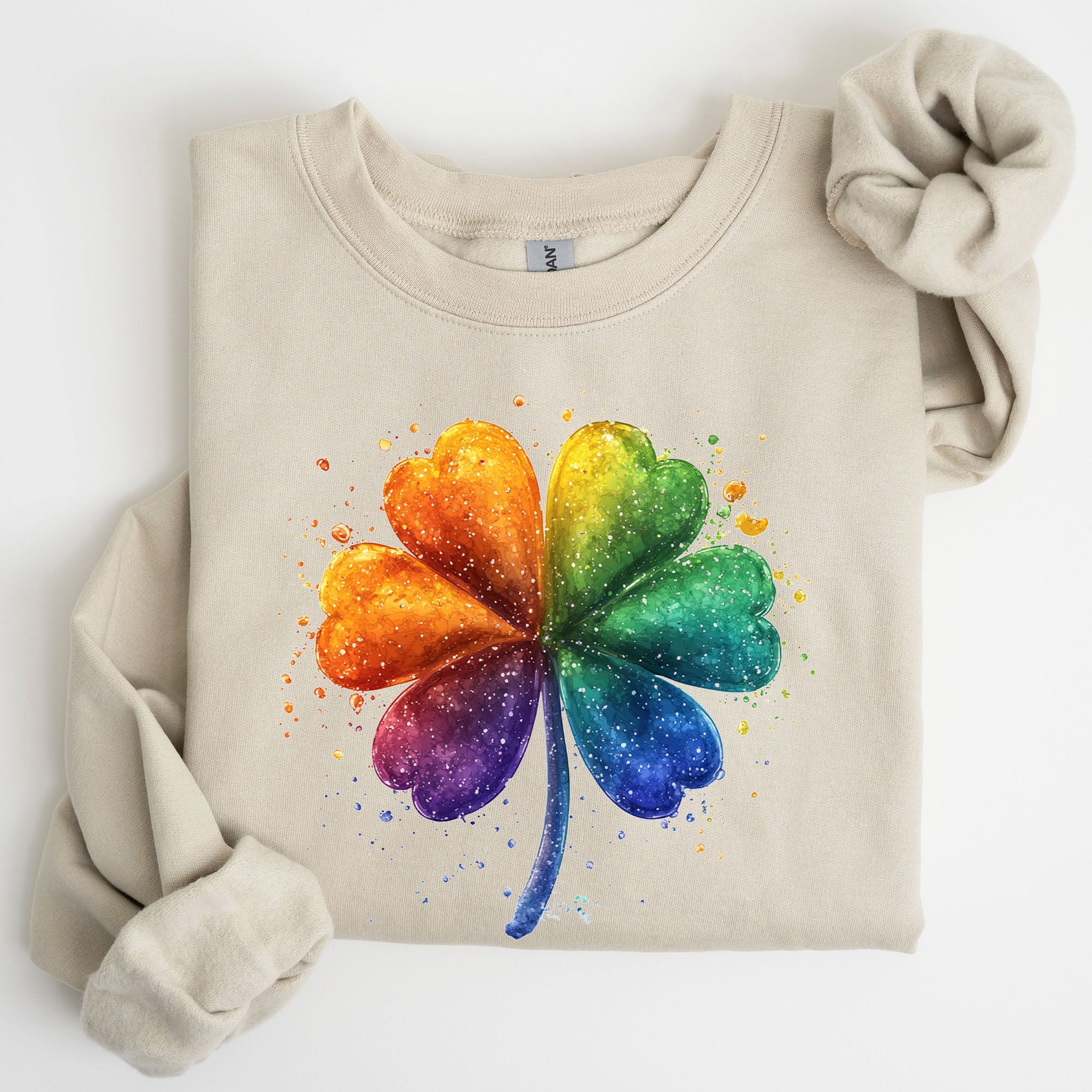Watercolor Shamrock St Patrick's Day Clover Lucky Irish Lucky Charm Art Sweatshirt