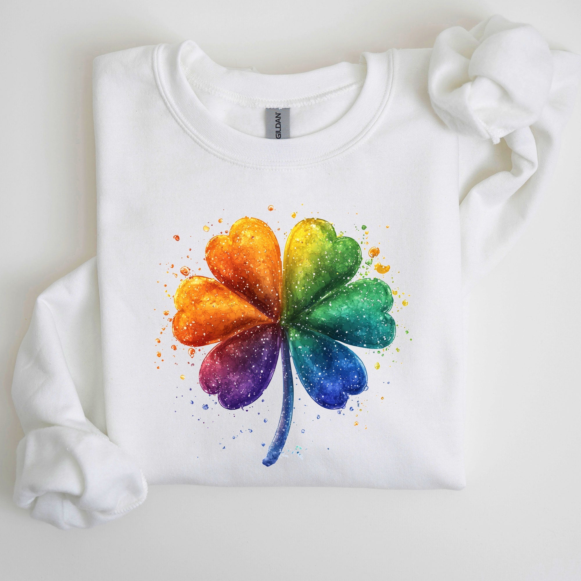 Watercolor Shamrock St Patrick's Day Clover Lucky Irish Lucky Charm Art Sweatshirt